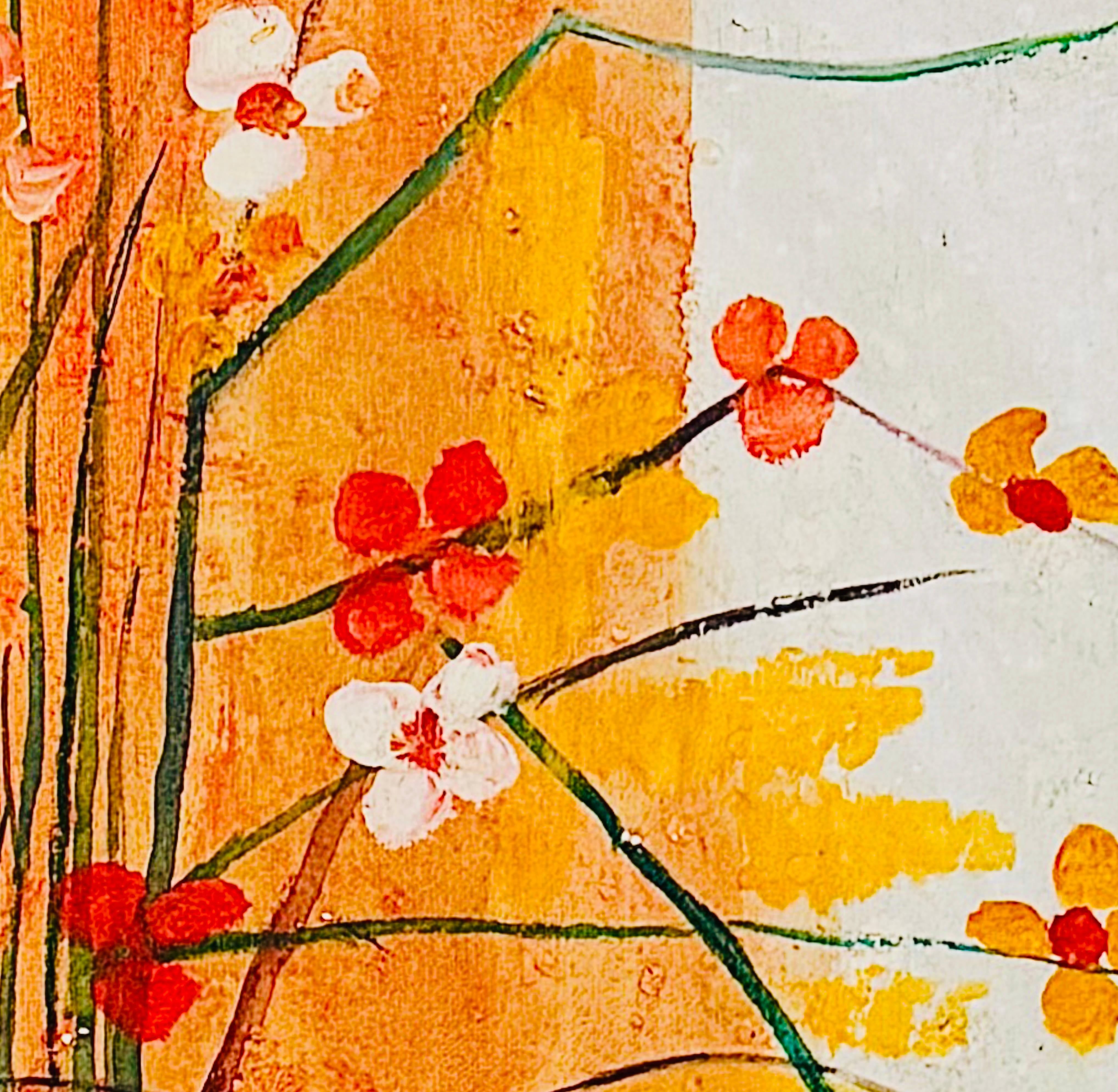 Mid Century Modern D. Ketcham Mixed Media Abstract Impressionist Floral Painting For Sale 3