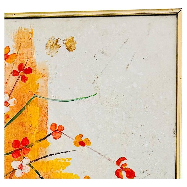 Mid Century Modern D. Ketcham Mixed Media Abstract Impressionist Floral Painting For Sale 6