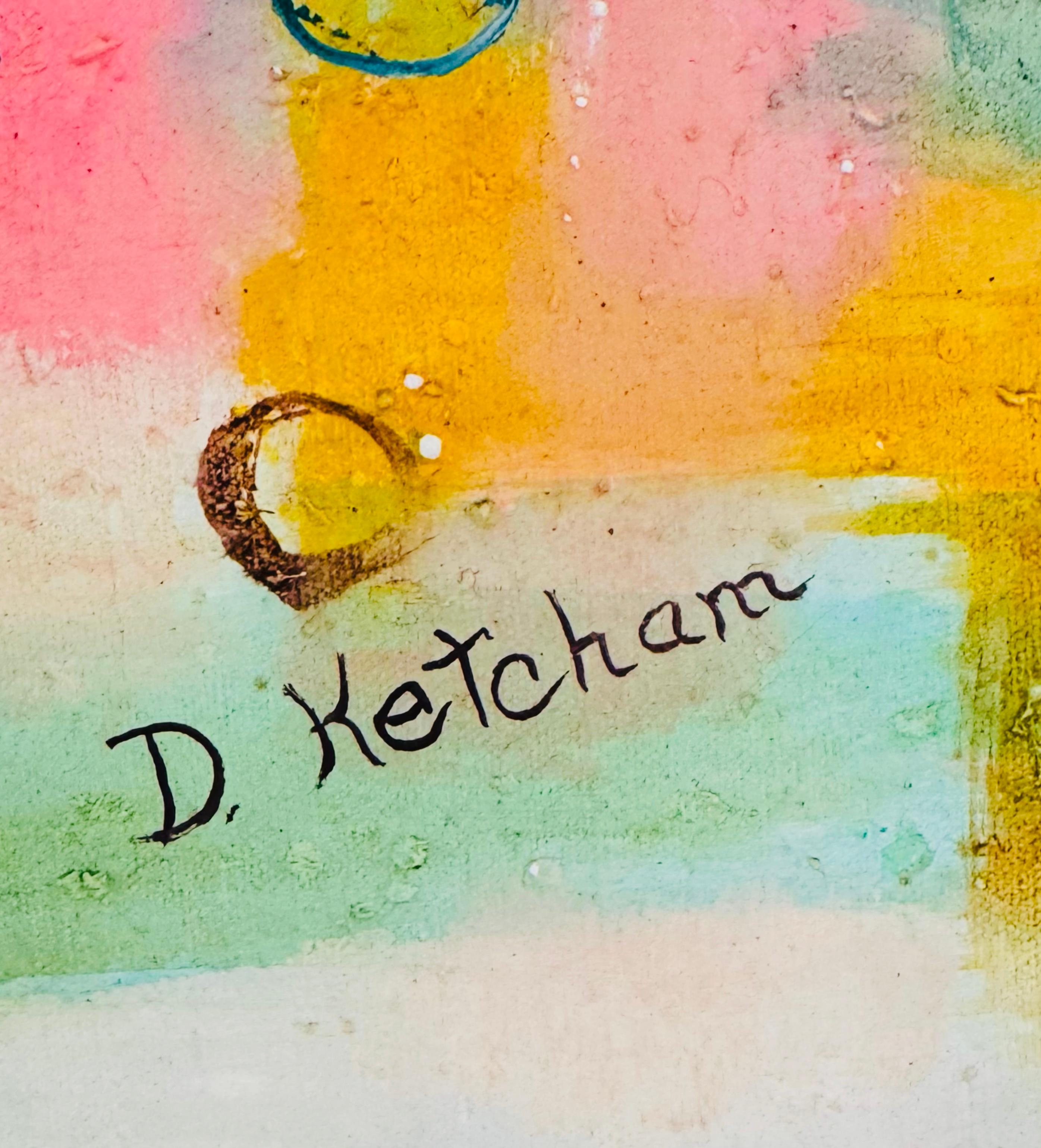 Mid Century Modern D. Ketcham Mixed Media Abstract Impressionist Floral Painting For Sale 8