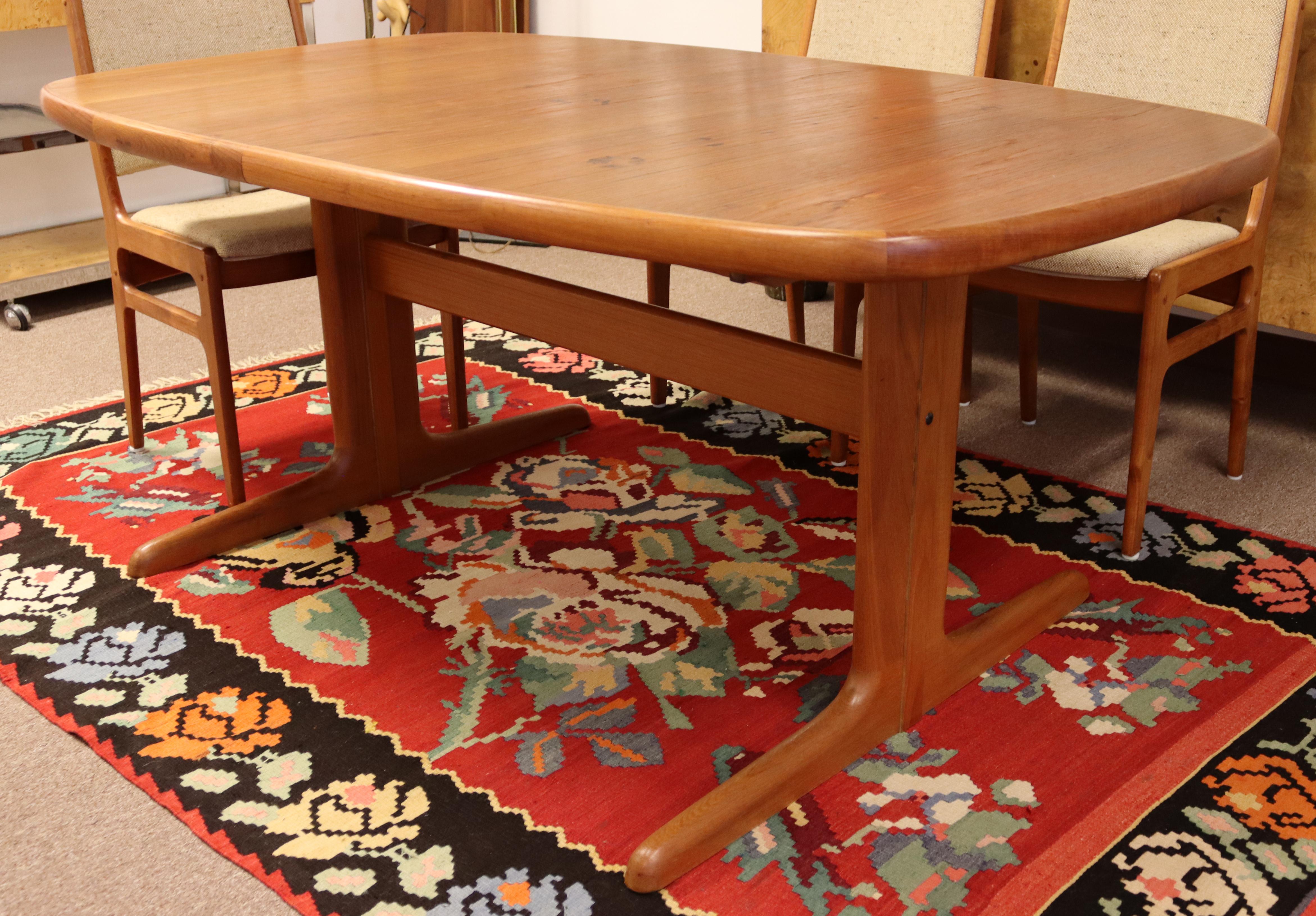 Mid-20th Century Mid Century Modern D Scan Danish Teak Dining Set Table & 6 Chairs 1960s 2 Leaves