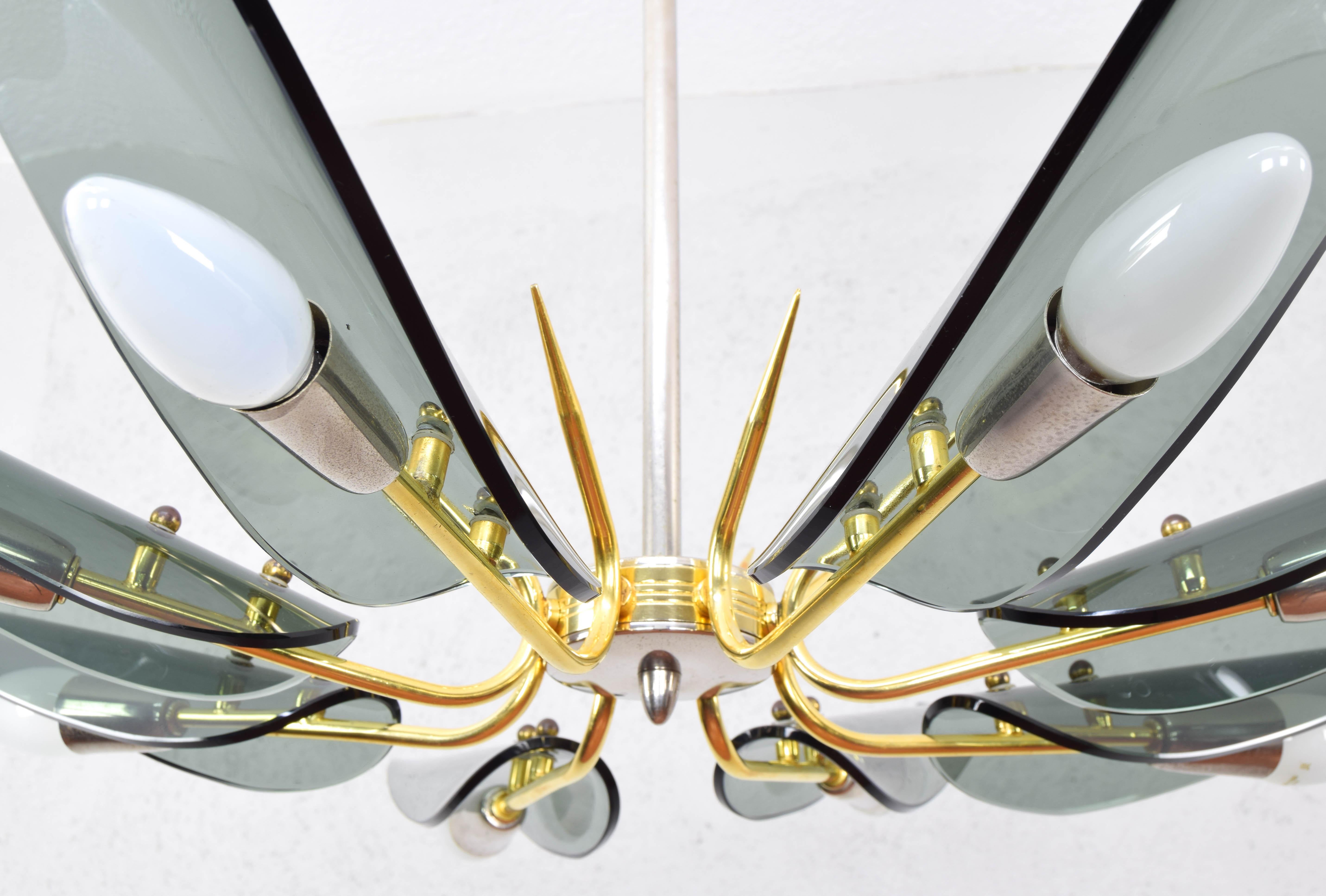 Mid-Century Modern Dahlia Chandelier after Max Ingrand to Fontana Art, Italy 2
