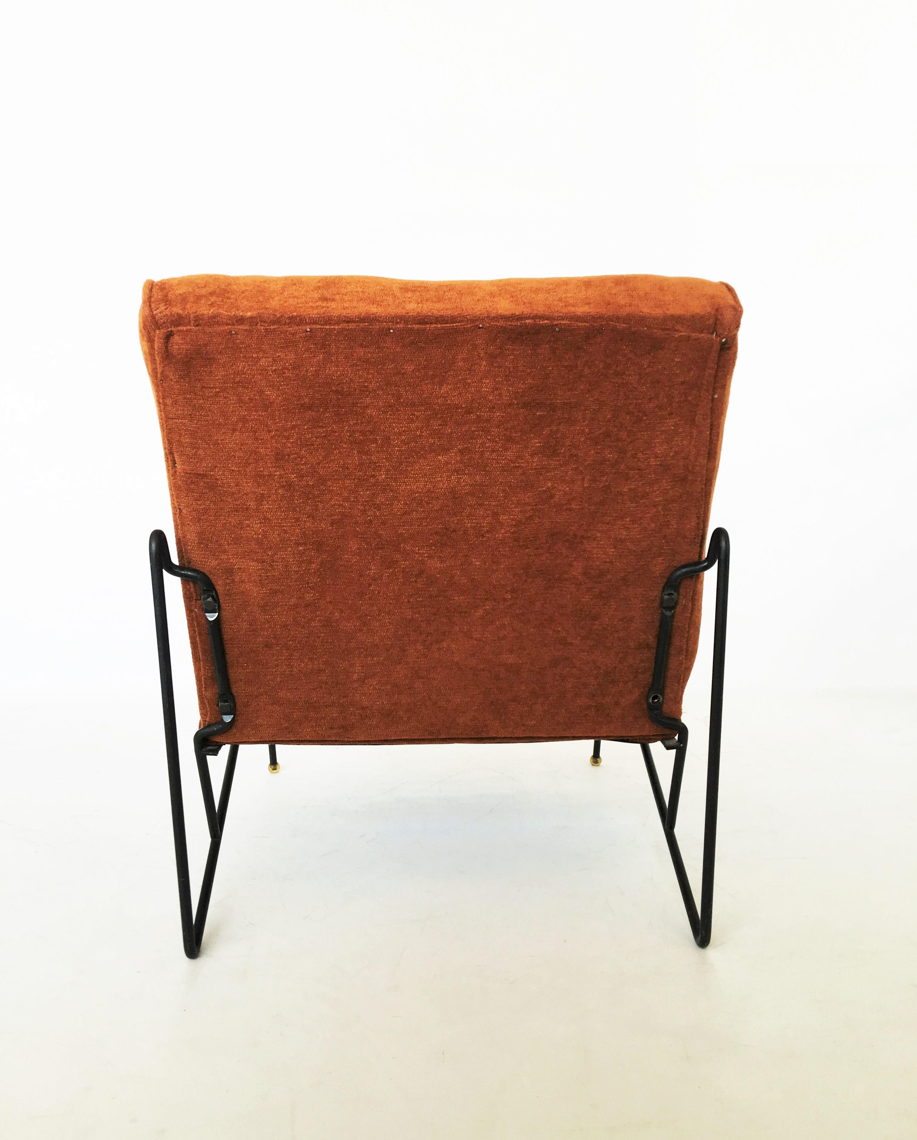 Metal Mid-Century Modern Dan Johnson for Pacific Iron Lounge Chair and Ottoman