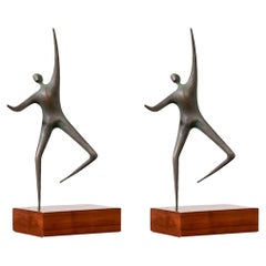 Vintage Mid-Century Modern Dancing Abstract Bronze Figures by Curtis Jere 