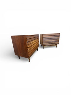 Mid-Century Modern Dania Walnut Bachelor Chests - Set of 2
