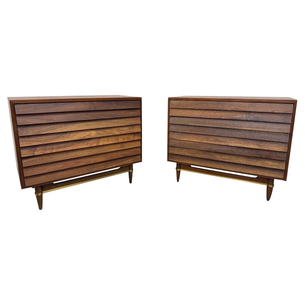 Mid-Century Modern Dania Walnut Bachelor Chests - Set of 2 For Sale