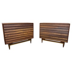 Mid-Century Modern Dania Walnut Bachelor Chests - Set of 2