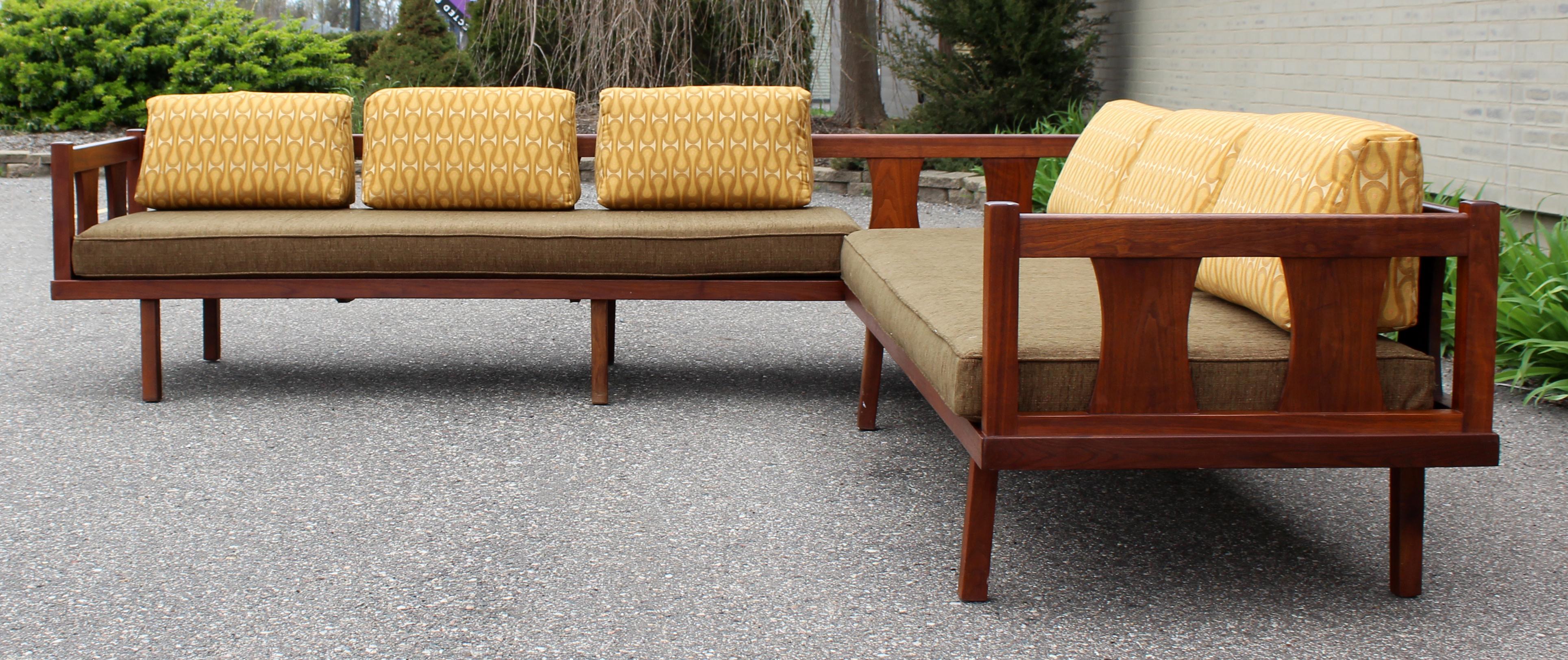 Mid-20th Century Mid-Century Modern Danish 2-Piece Walnut Wood Sectional Sofa
