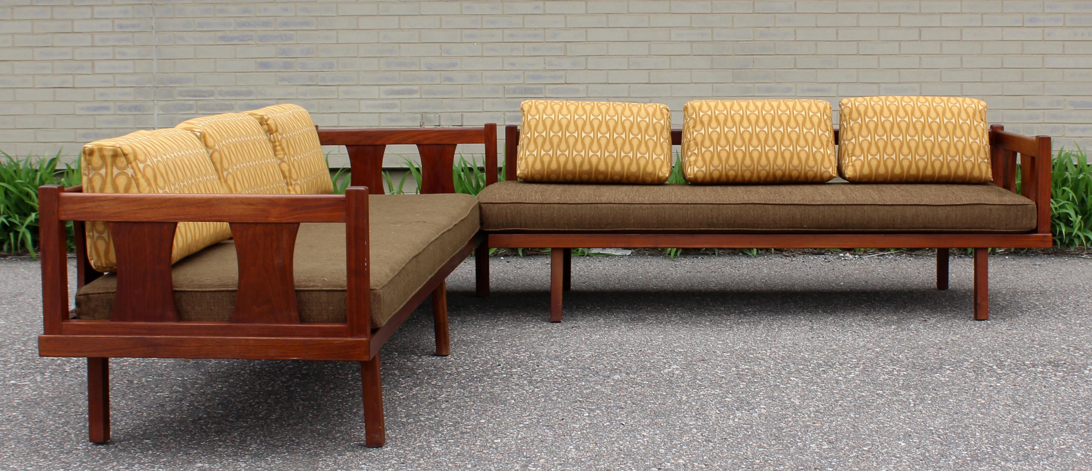 Mid-Century Modern Danish 2-Piece Walnut Wood Sectional Sofa 1