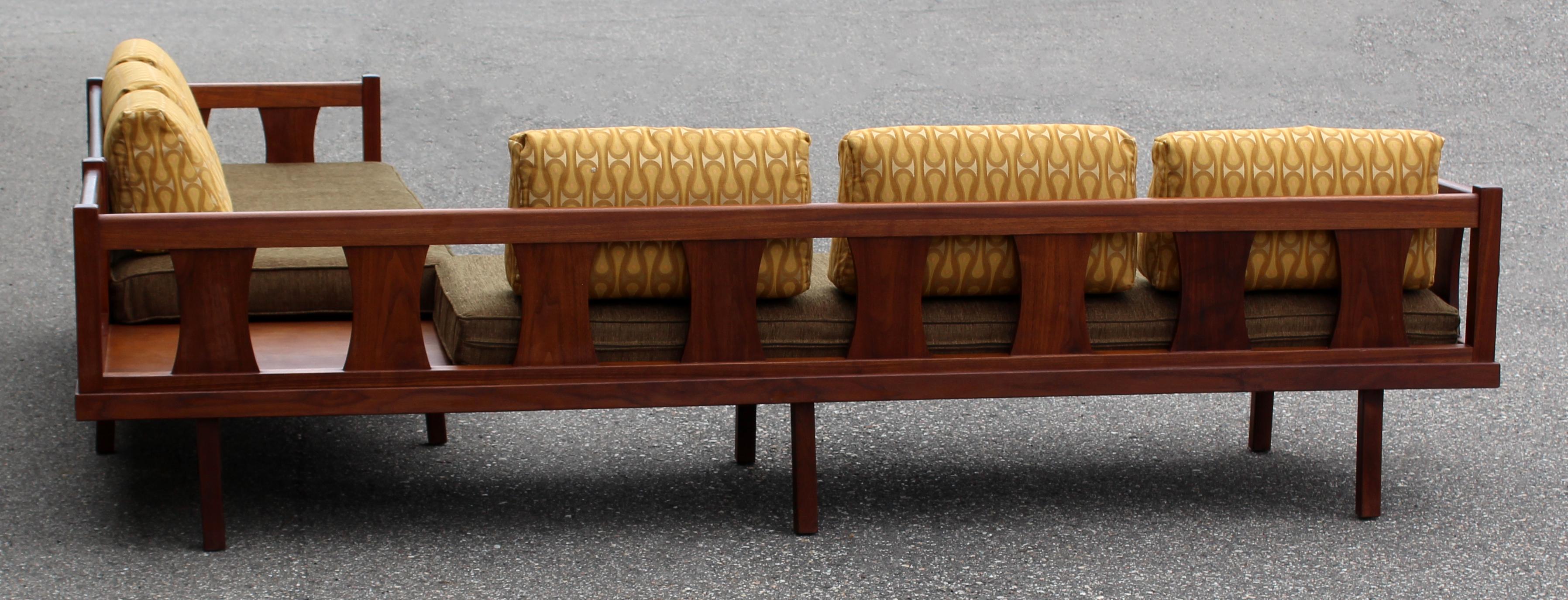 Mid-Century Modern Danish 2-Piece Walnut Wood Sectional Sofa 3