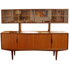 Vintage Mid-Century Modern Danish 2-Tiered Teak Credenza Hutch Unit Kurt Ostervig