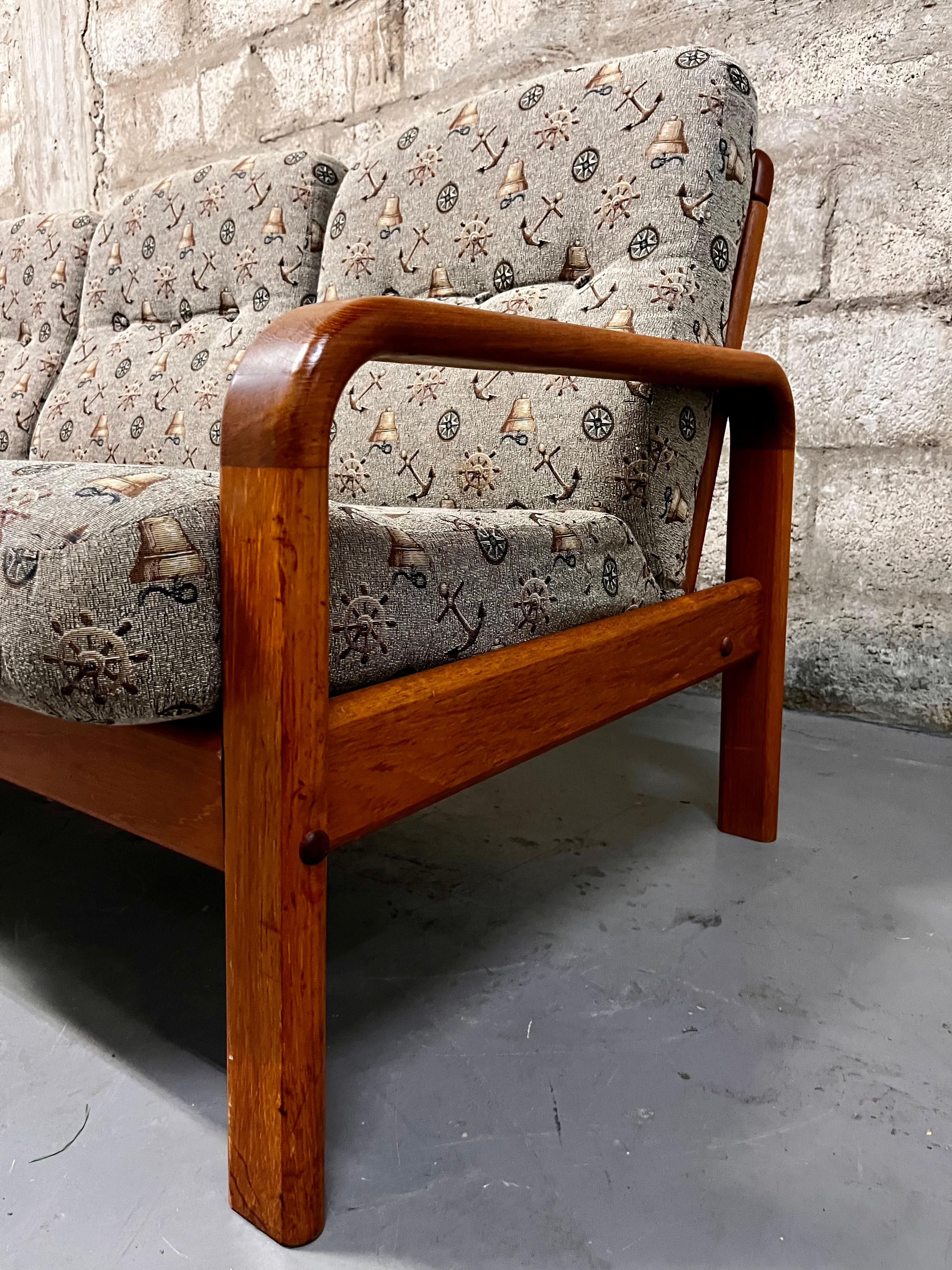 Mid-Century Modern Danish 3 Seats Teak Sofa by Nitex Mobler Denmark, C 1980s For Sale 12