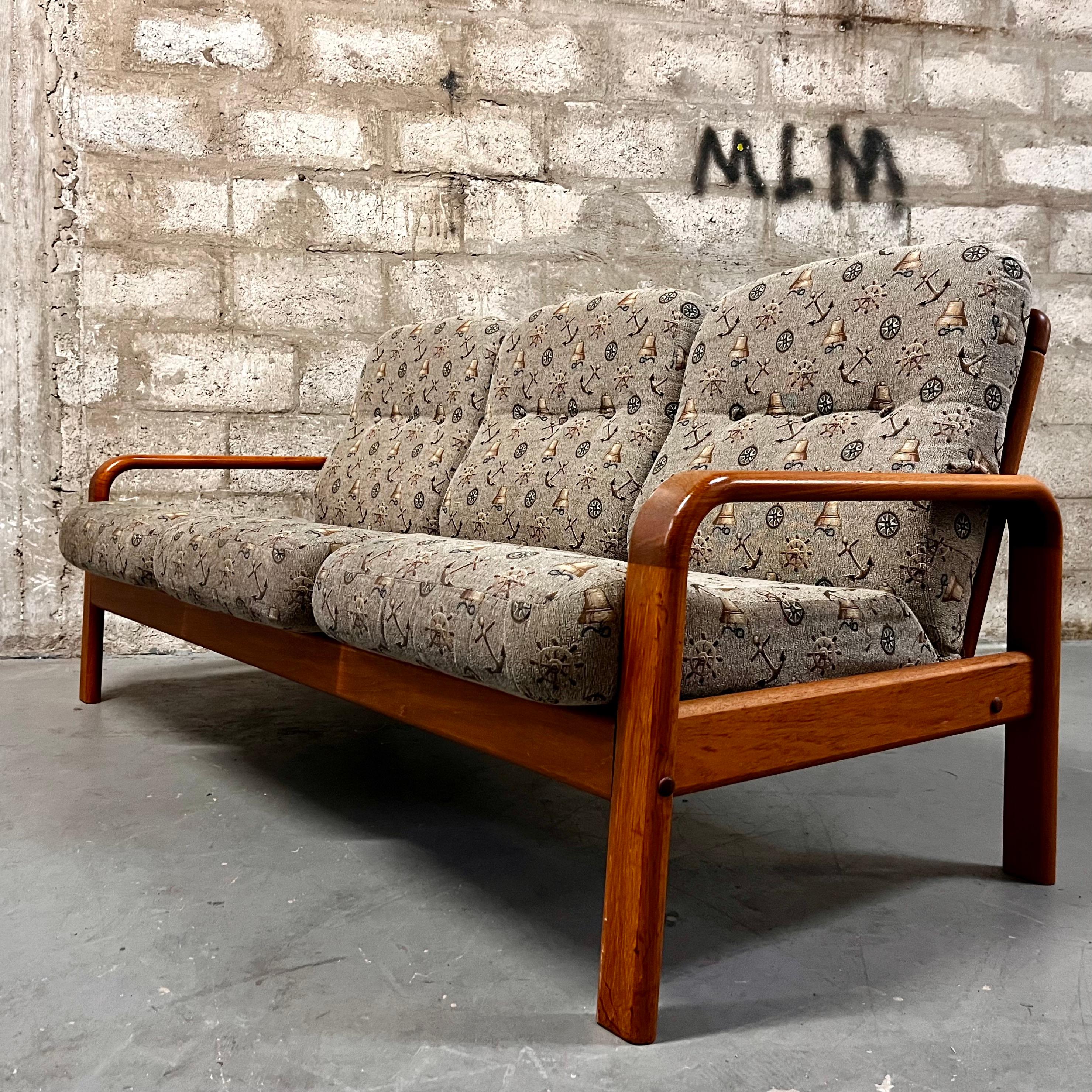 Mid-Century Modern Danish 3 Seats Teak Sofa by Nitex Mobler Denmark, C 1980s For Sale 1