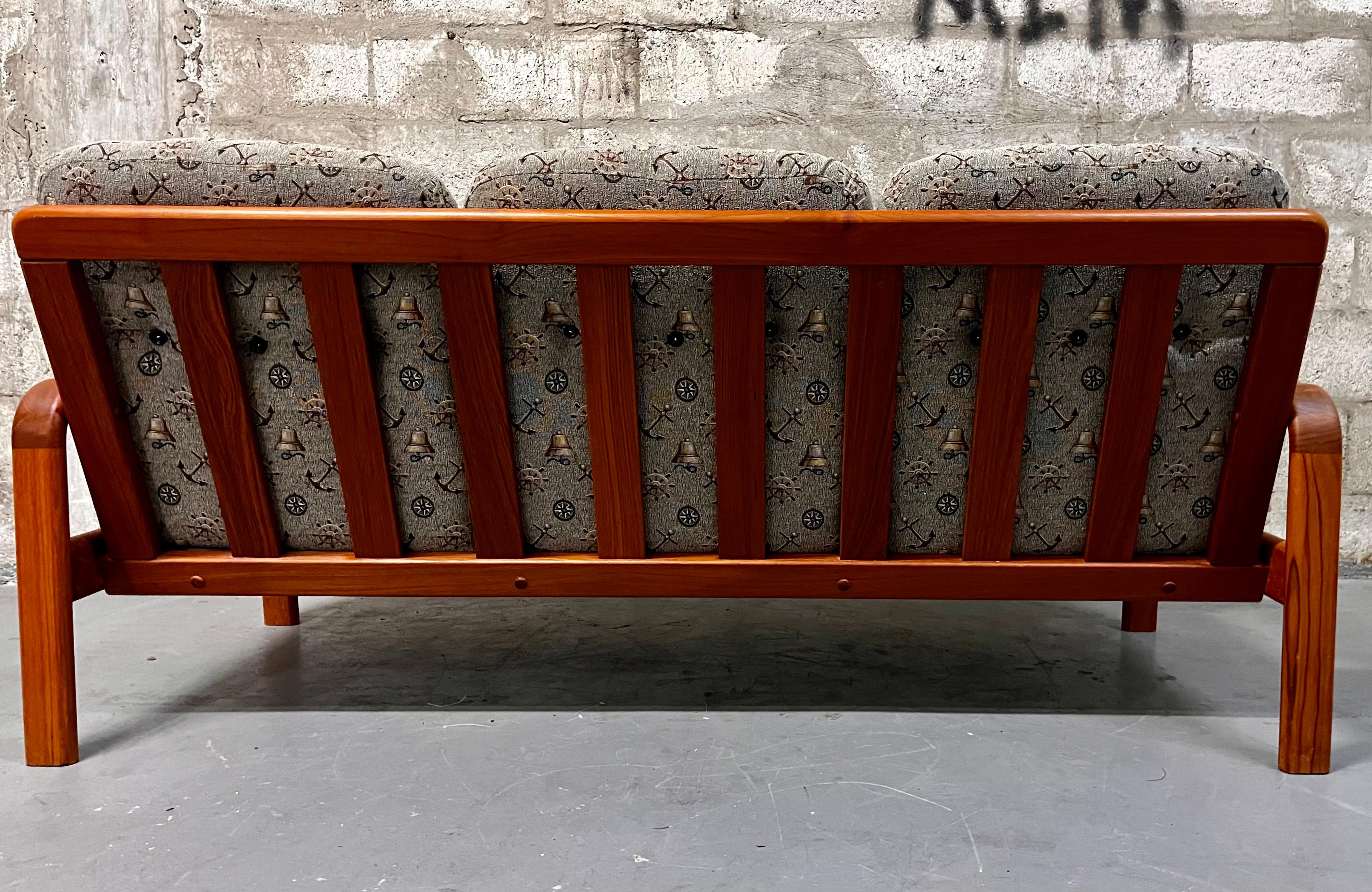 Mid-Century Modern Danish 3 Seats Teak Sofa by Nitex Mobler Denmark, C 1980s For Sale 1