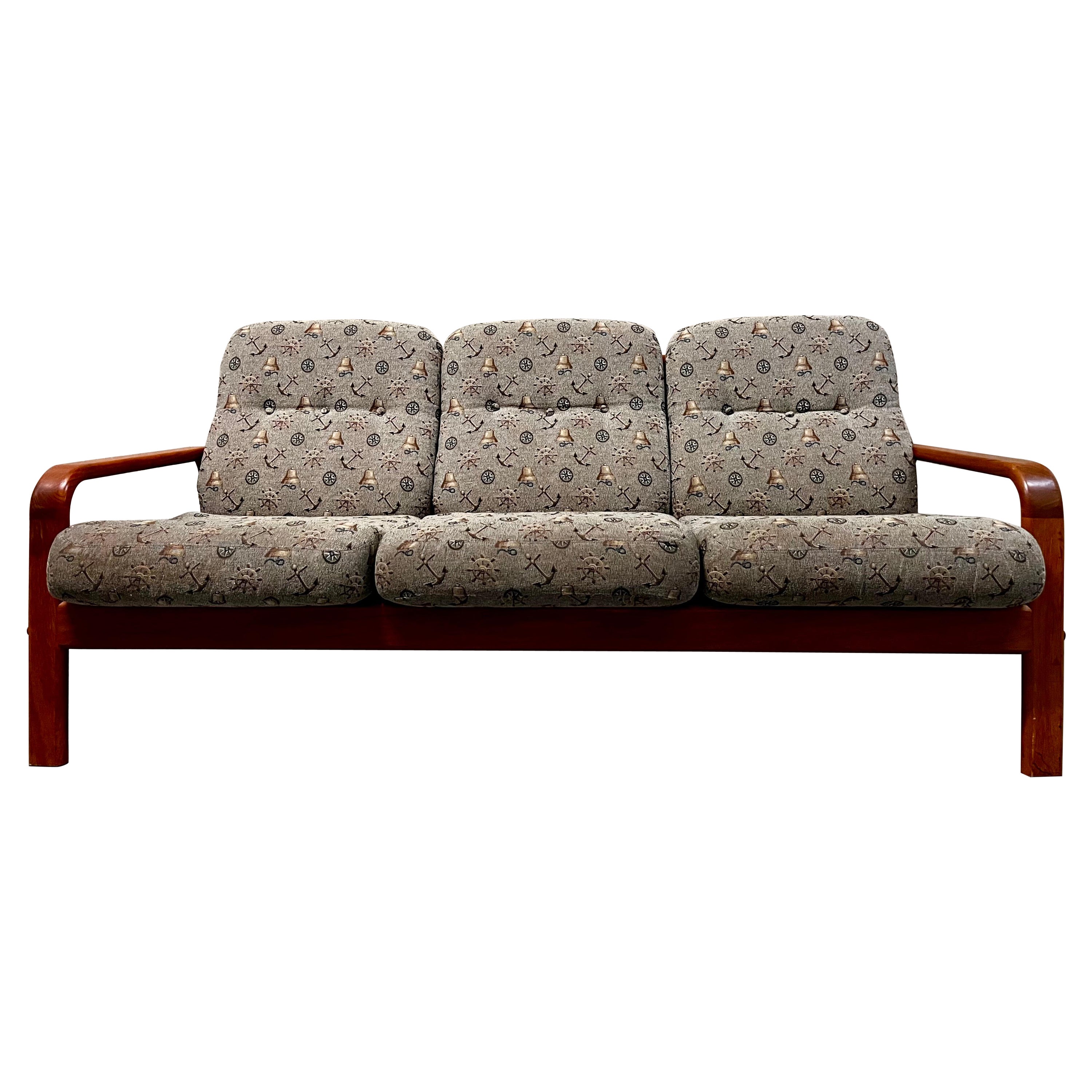 Mid-Century Modern Danish 3 Seats Teak Sofa by Nitex Mobler Denmark, C 1980s