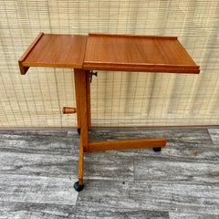 Mid-Century Modern Danish Adjustable Rolling Tray Table / Cart