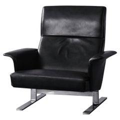 Mid-Century Modern Danish Black Leather Lounge Chair by Georg Thams, 1960s