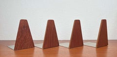 Fermalibri danesi in stile Mid-Century Modern in teak, anni '60, set da 4
