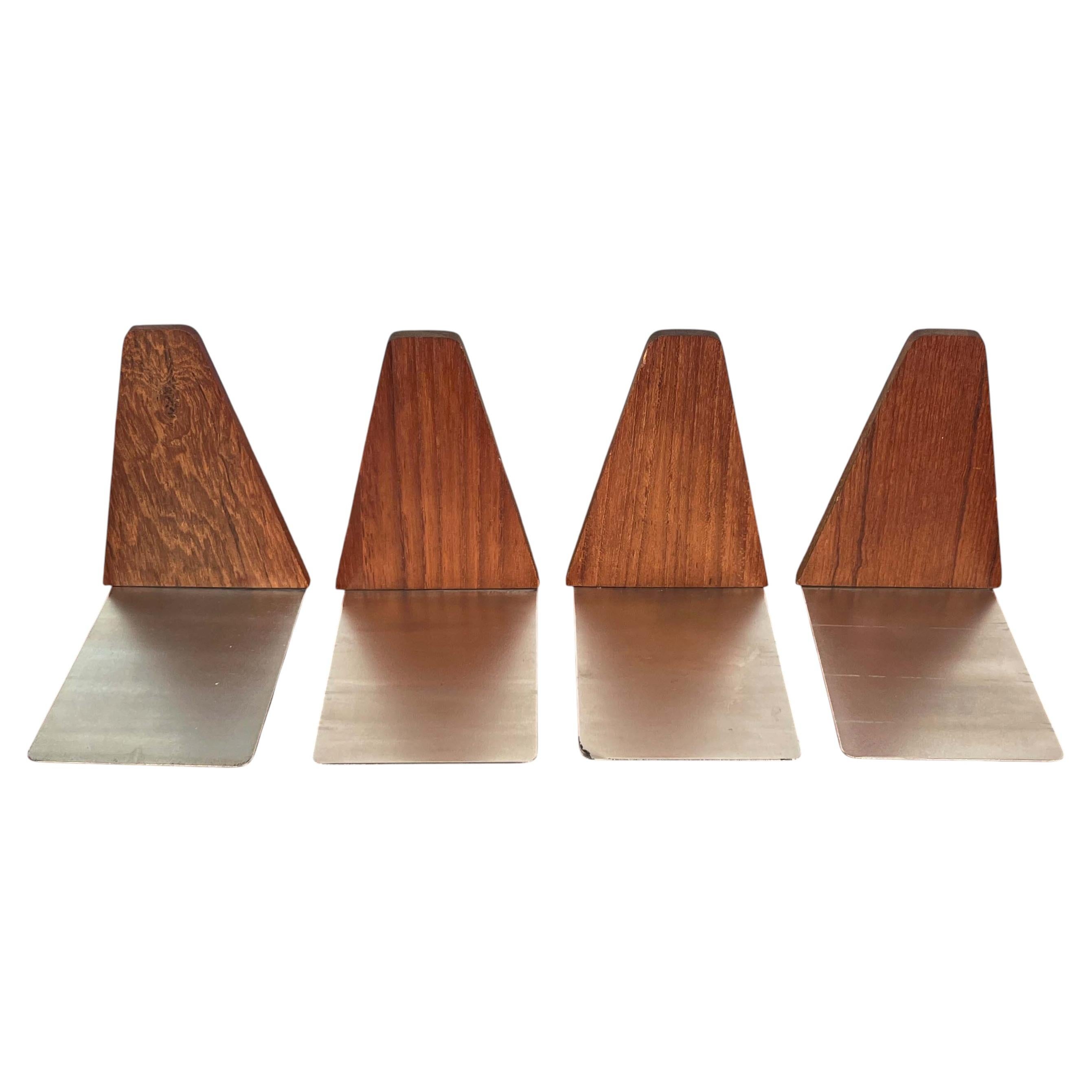 Mid-Century Modern Danish Bookends in Teak, 1960s, Set of 4