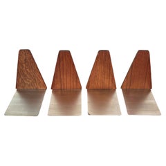 Fermalibri danesi in stile Mid-Century Modern in teak, anni '60, set da 4