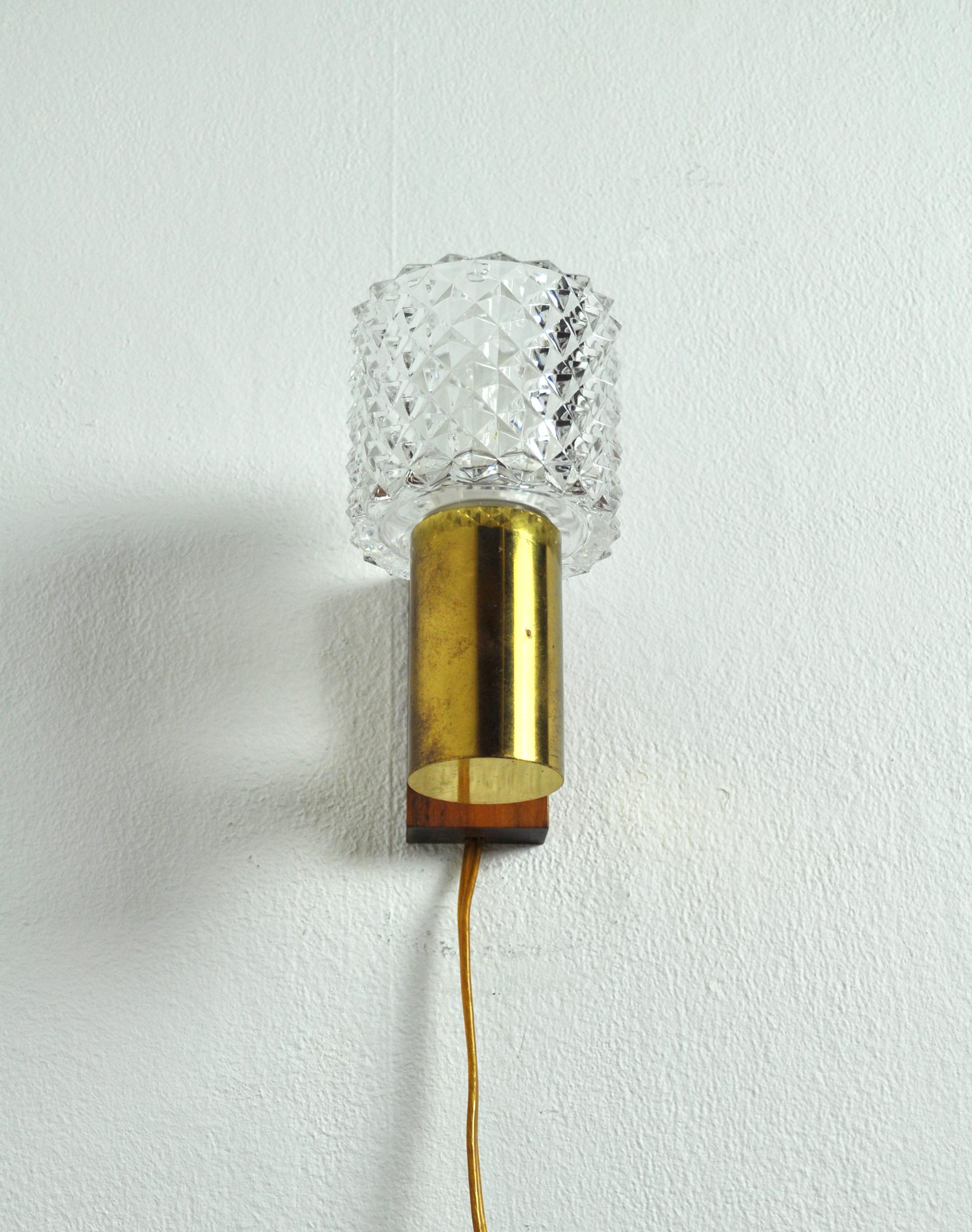 20th Century Mid-Century Modern Danish Brass and Teak Sconce, 1960s For Sale