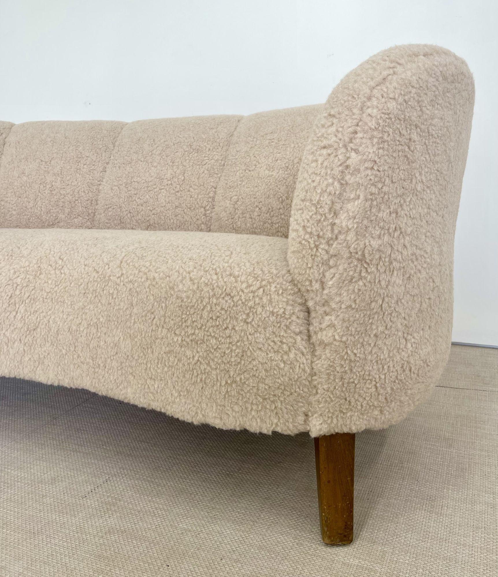 Mid-Century Modern Danish Cabinet Maker Sofa / Settee Two-Seater, Lambswool 5