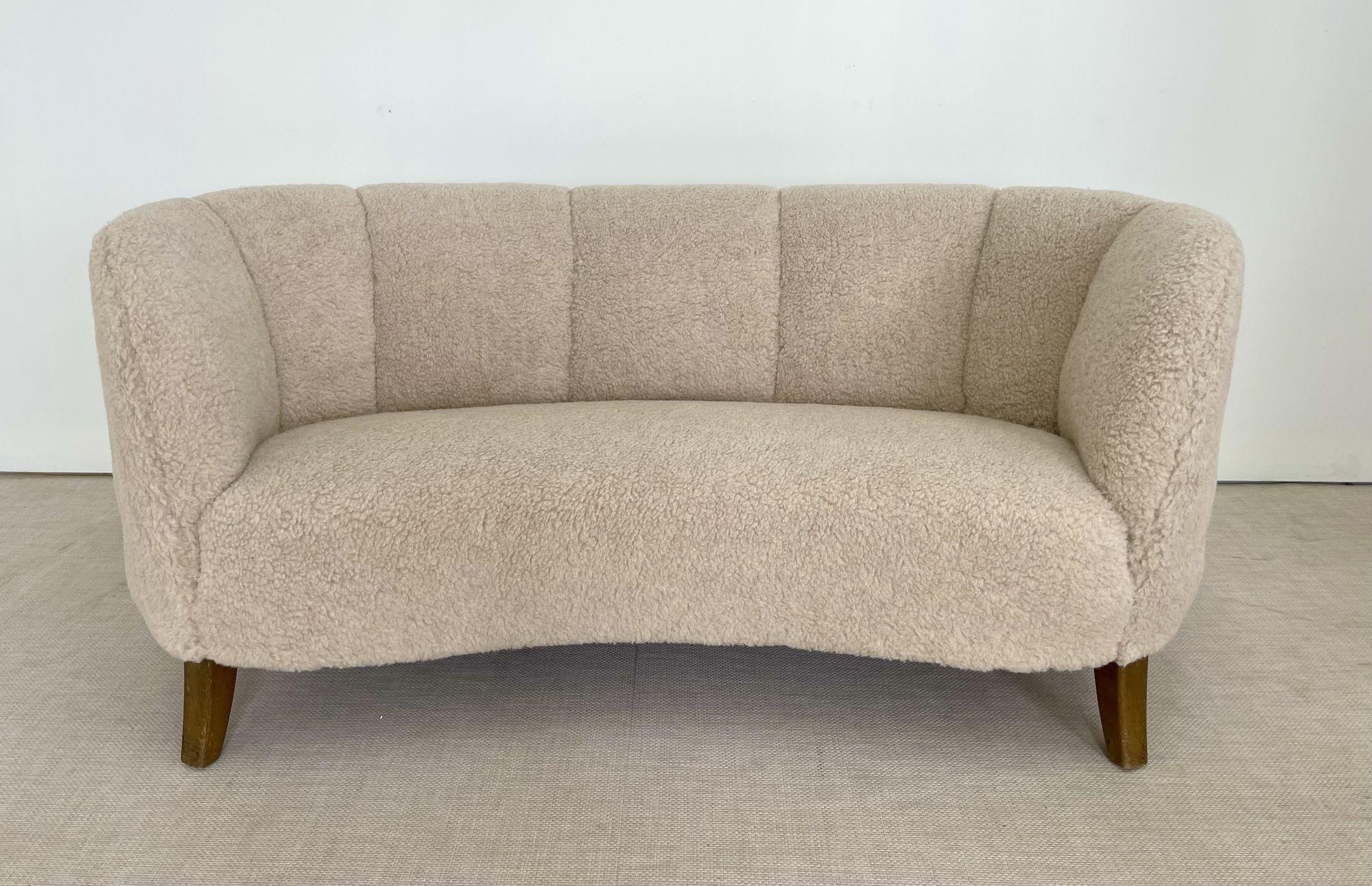 Mid-Century Modern Danish Cabinet Maker Sofa / Settee Two-Seater, Lambswool 6