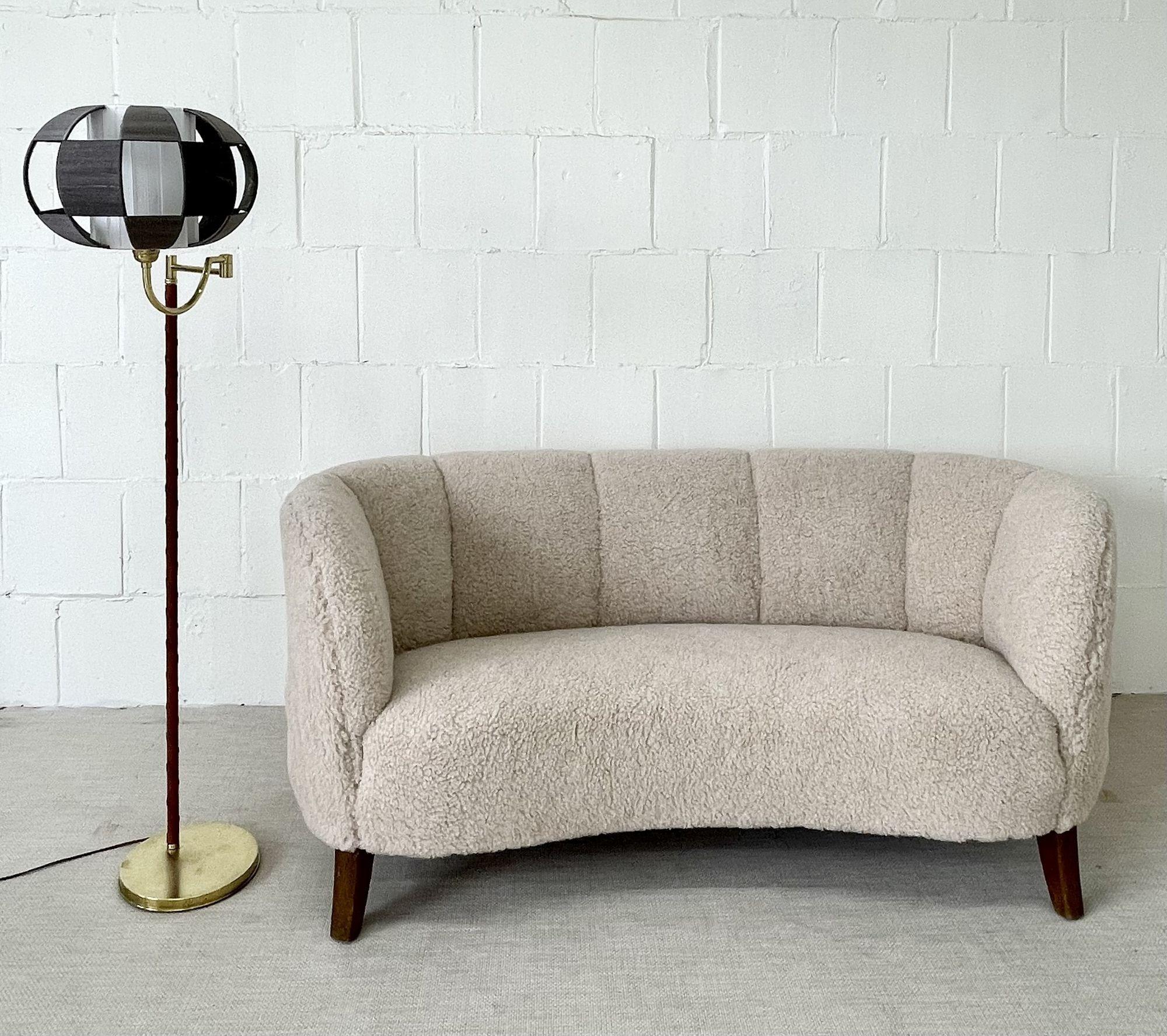 20th Century Mid-Century Modern Danish Cabinet Maker Sofa / Settee Two-Seater, Lambswool