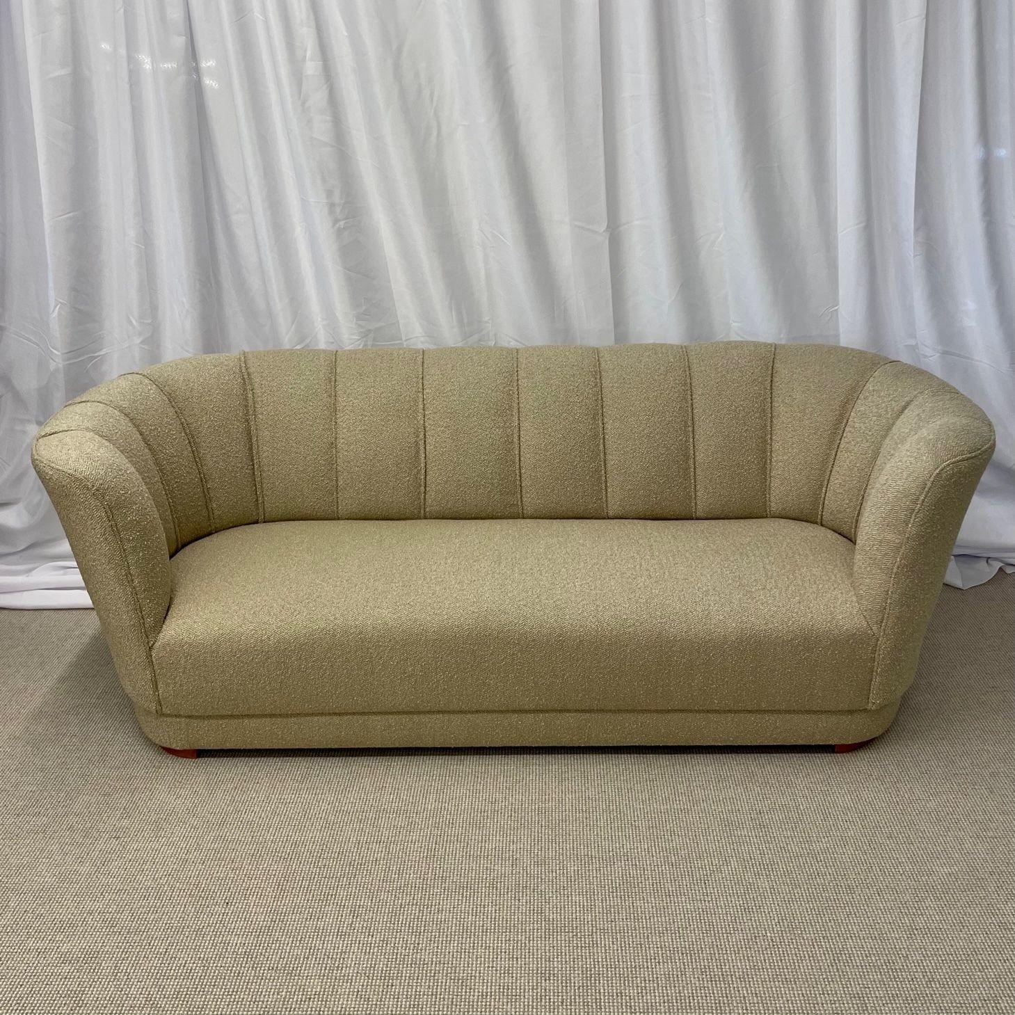 Flemming Lassen Style, Danish Mid-Century Modern, Curved Sofa, Boucle, 1940s In Good Condition For Sale In Stamford, CT