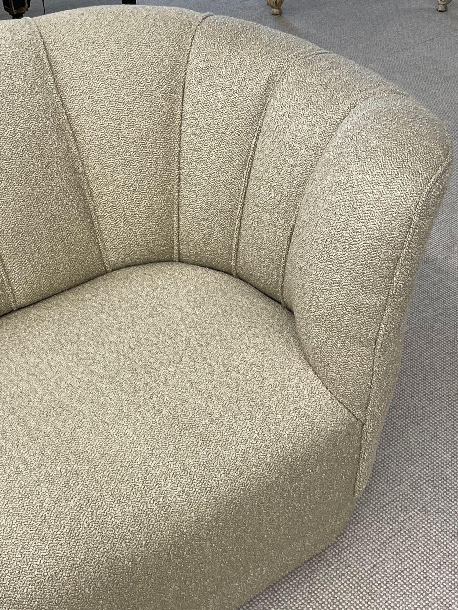 Bouclé Flemming Lassen Style, Danish Mid-Century Modern, Curved Sofa, Boucle, 1940s For Sale
