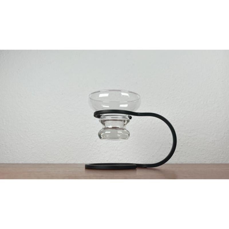 Candelabro danés moderno de hierro forjado y cristal de mediados de siglo, años 60 en venta 3