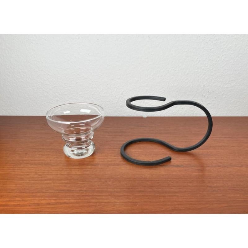 Candelabro danés moderno de hierro forjado y cristal de mediados de siglo, a�ños 60 Vidrio en venta
