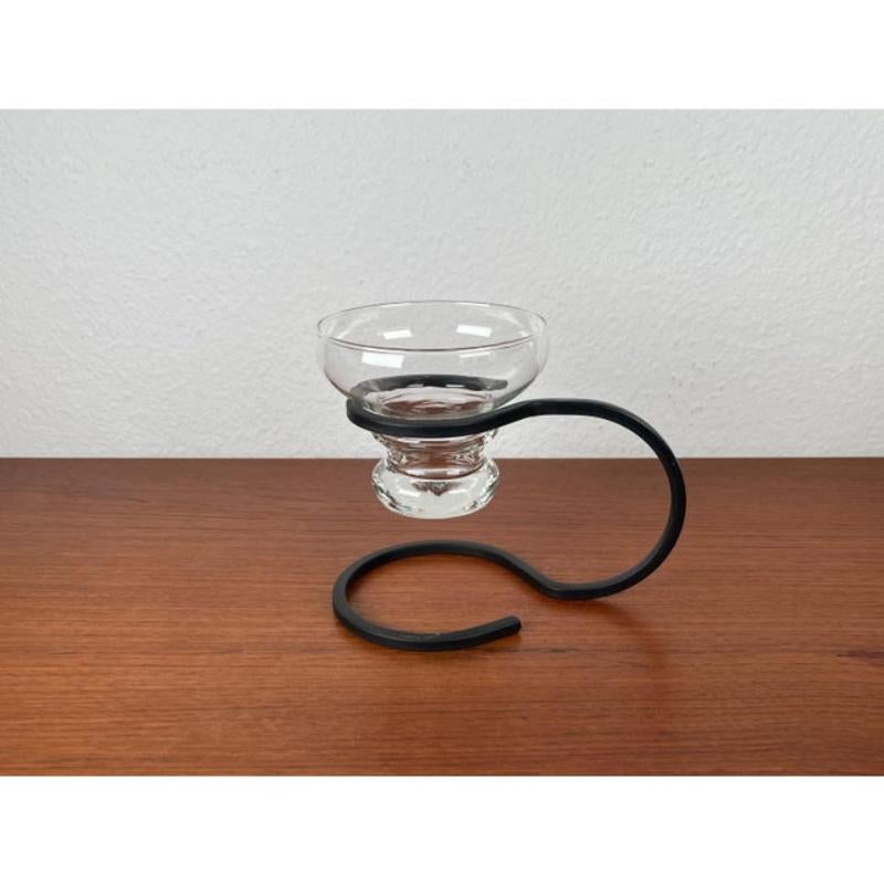 Candelabro danés moderno de hierro forjado y cristal de mediados de siglo, años 60 en venta 1