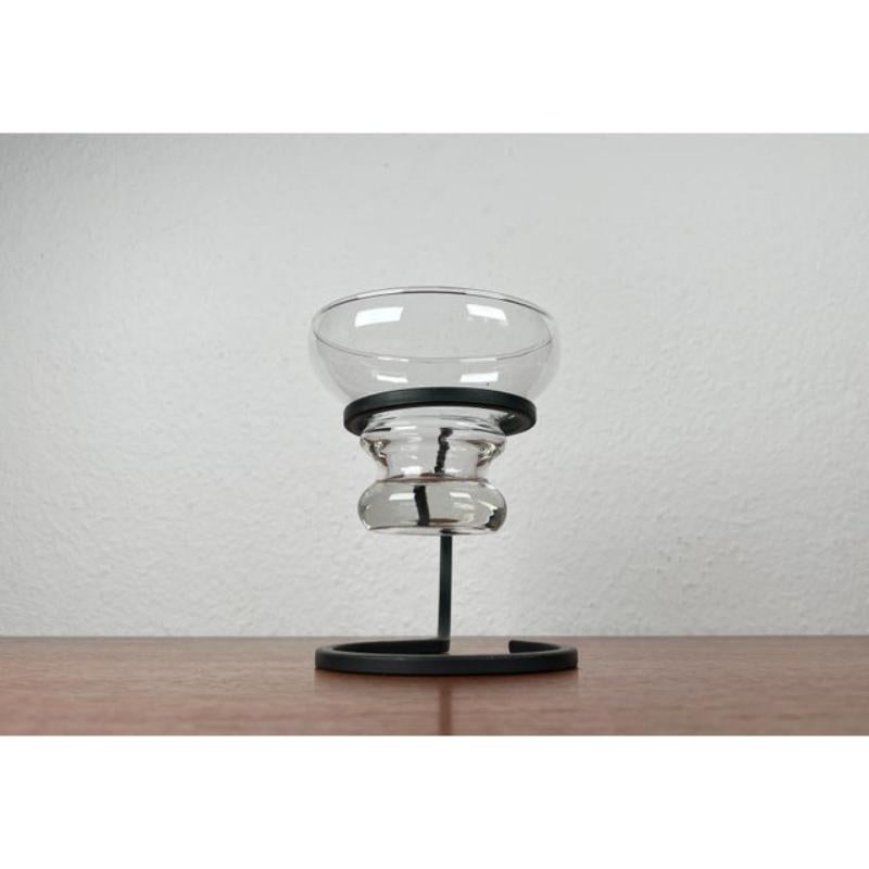 Candelabro danés moderno de hierro forjado y cristal de mediados de siglo, años 60 en venta 2