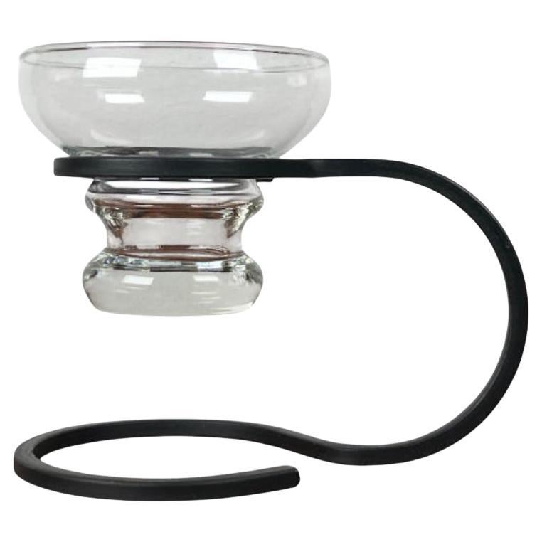 Candelabro danés moderno de hierro forjado y cristal de mediados de siglo, años 60 en venta