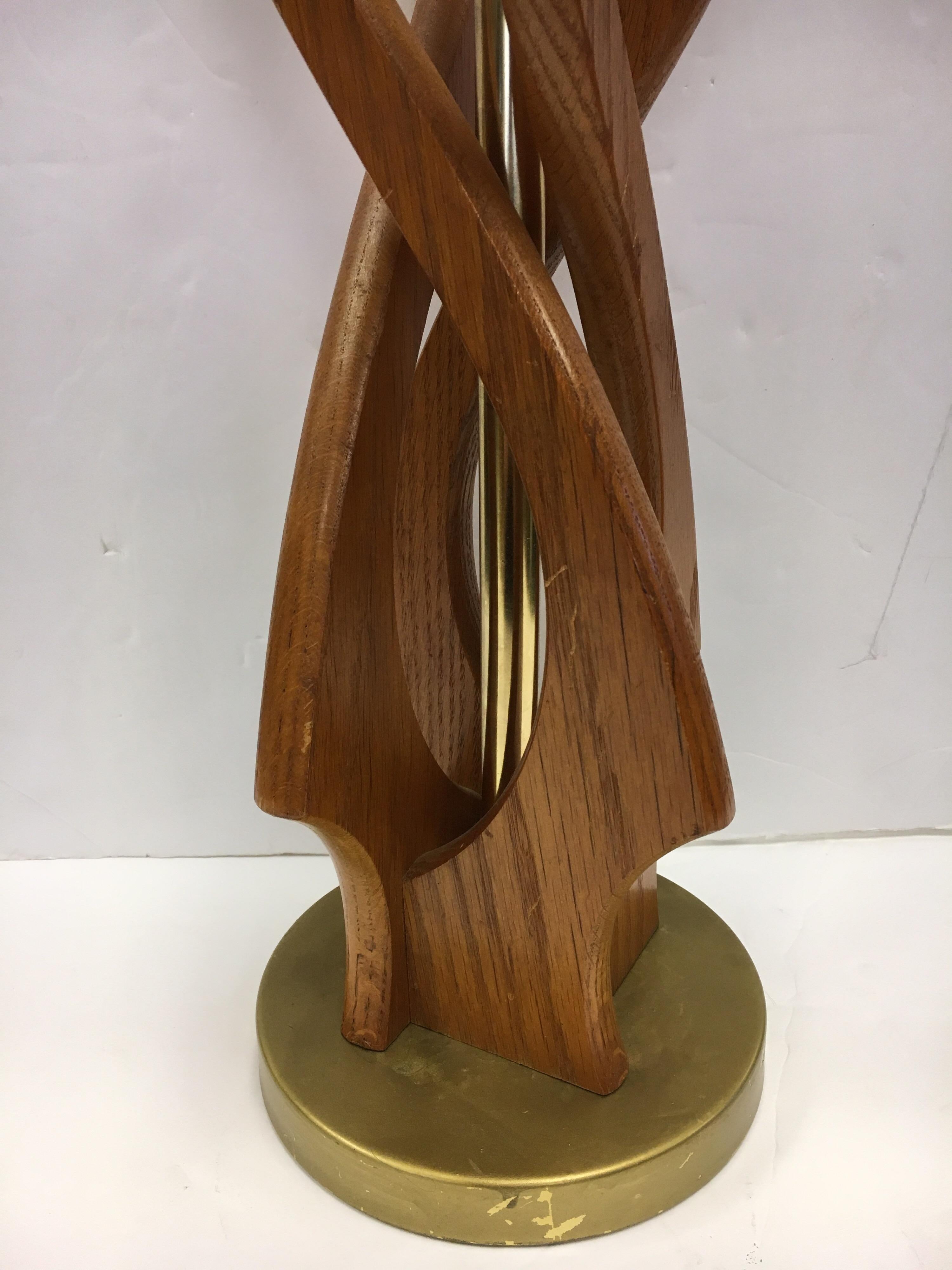 Late 20th Century Mid-Century Modern Danish Carved Sculptural Teak Table Lamp