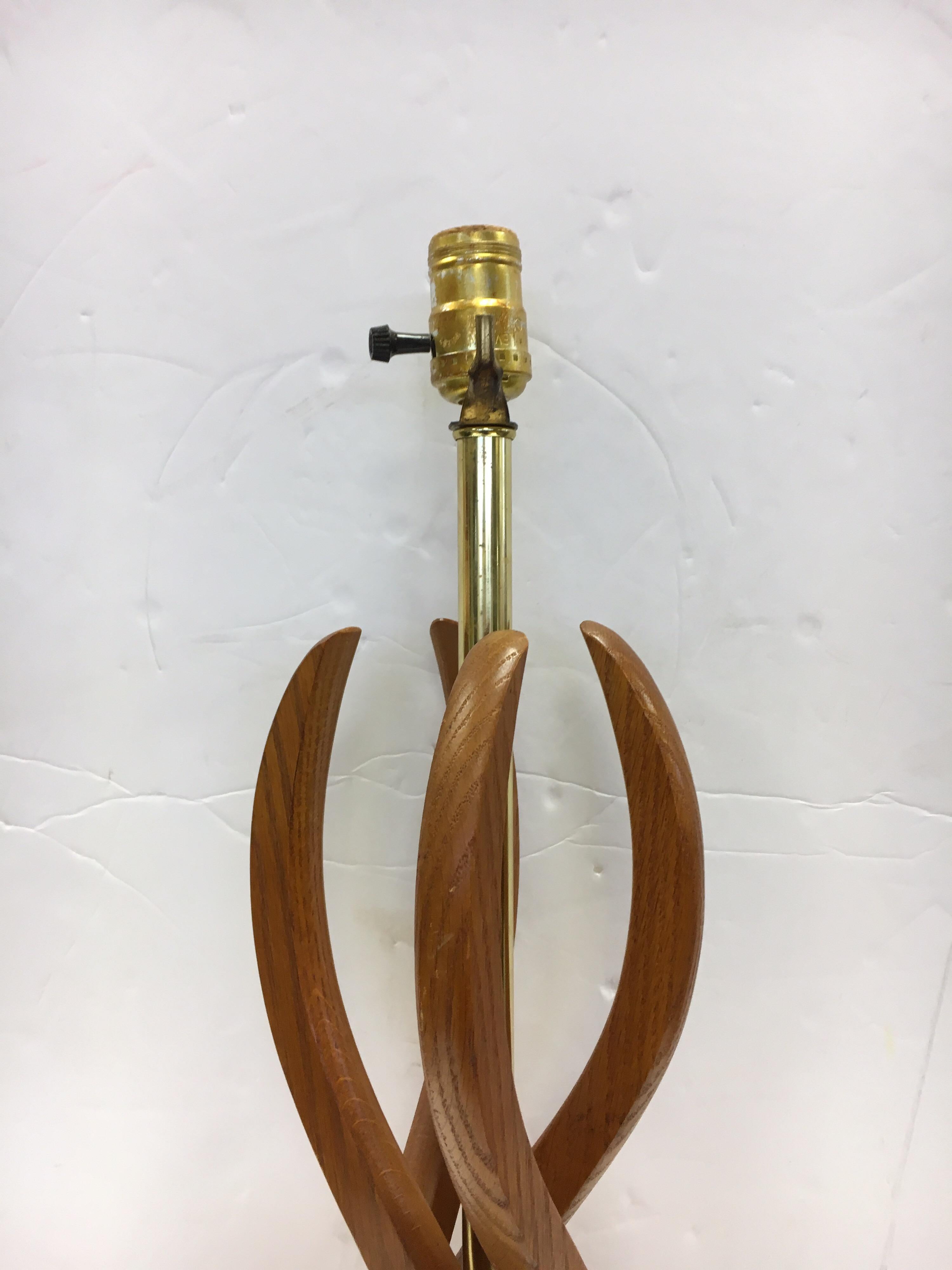 Metal Mid-Century Modern Danish Carved Sculptural Teak Table Lamp