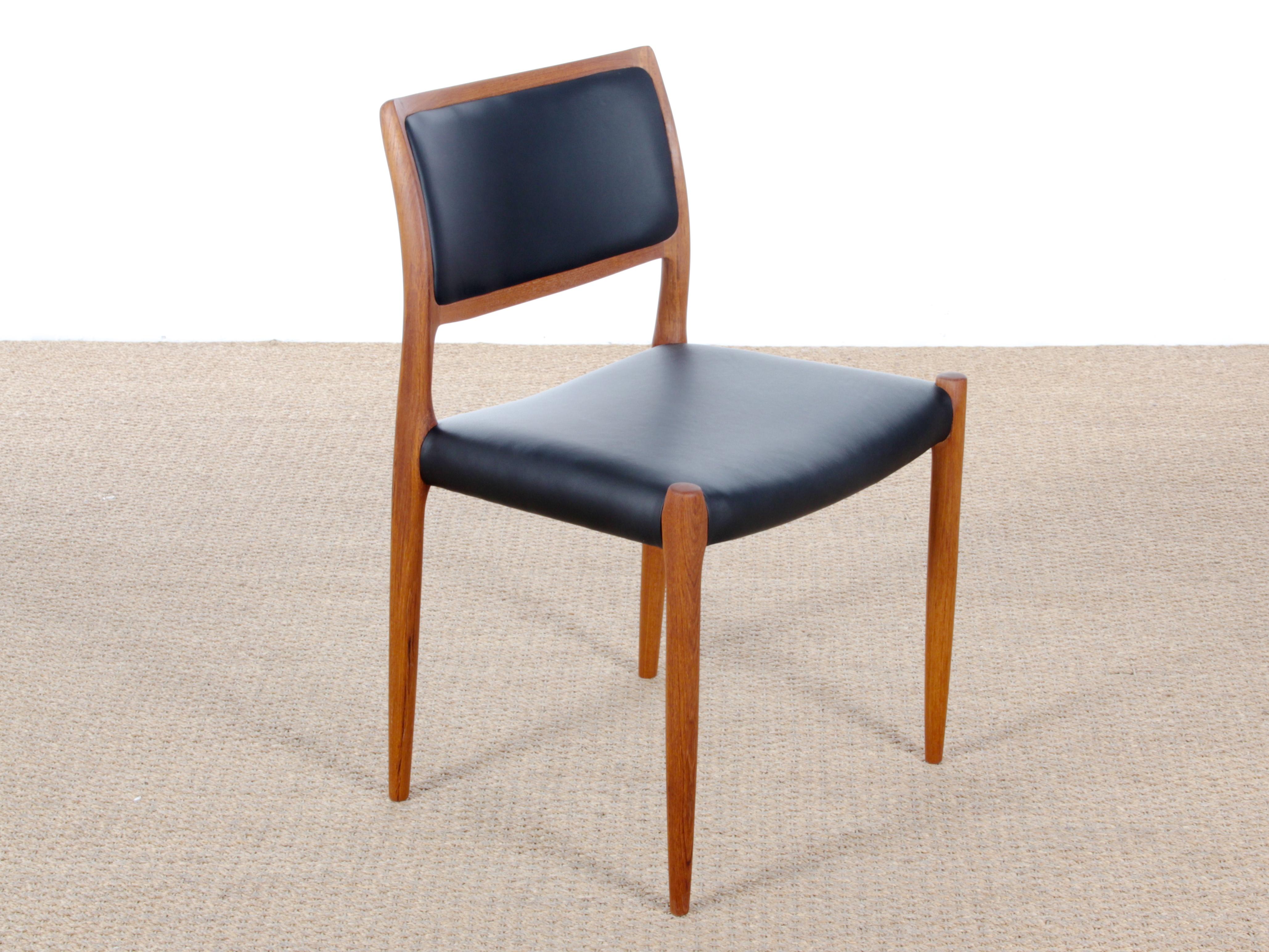 Mid-20th Century Mid-Century Modern Danish Chair Model 80 by Niels Møller, New Edition For Sale