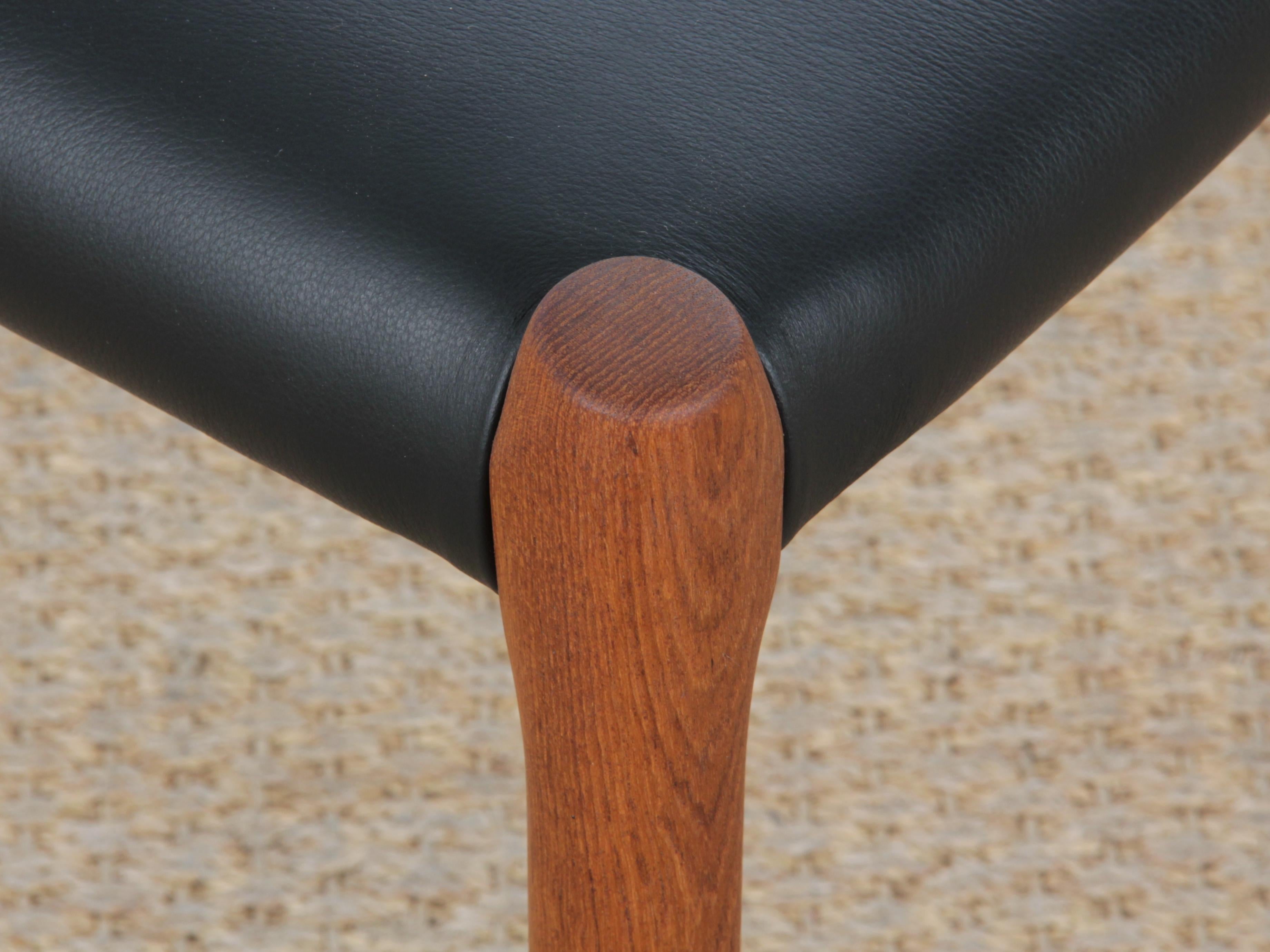 Leather Mid-Century Modern Danish Chair Model 80 by Niels Møller, New Edition For Sale