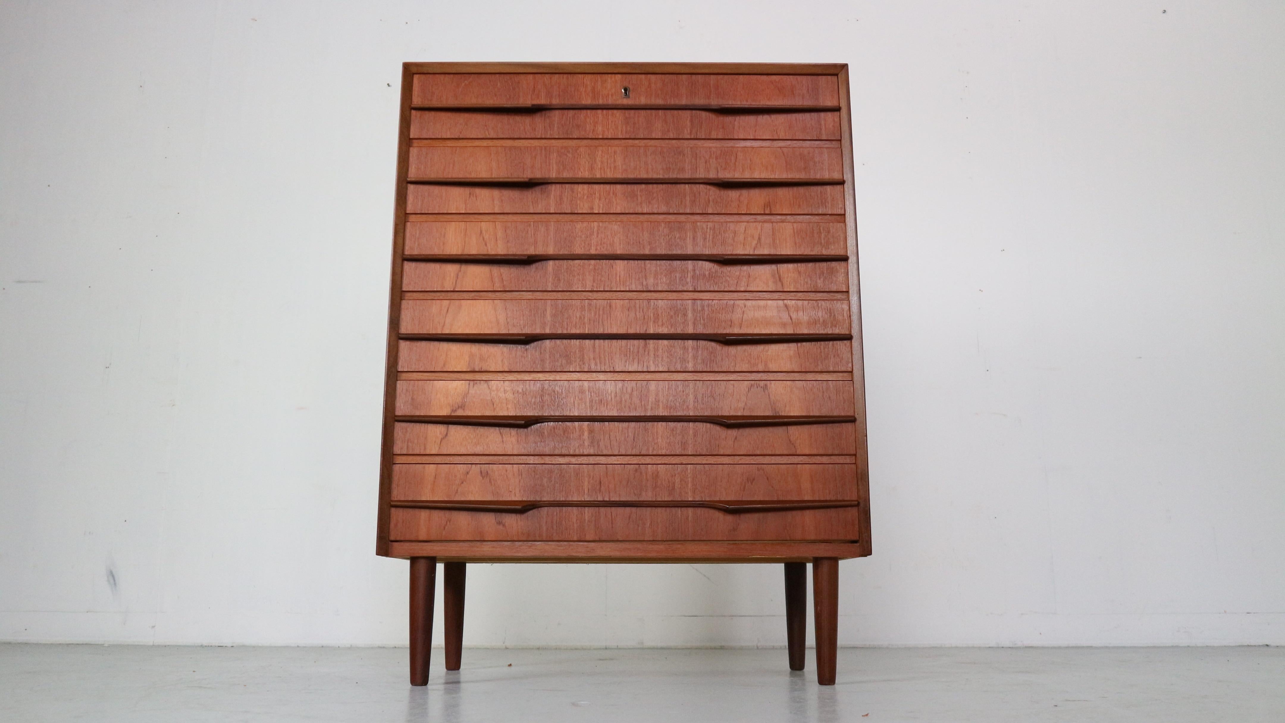 Mid-20th Century Mid-Century Modern Danish Chest of Six Drawers, Tallboy in Teak, Denmark, 1960