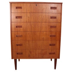 Mid-Century Modern Danish Chest of Six Drawers, Tallboy in Teak, Denmark, 1960