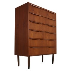 Mid-Century Modern Danish Chest of Six Drawers, Tallboy in Teak, Denmark, 1960