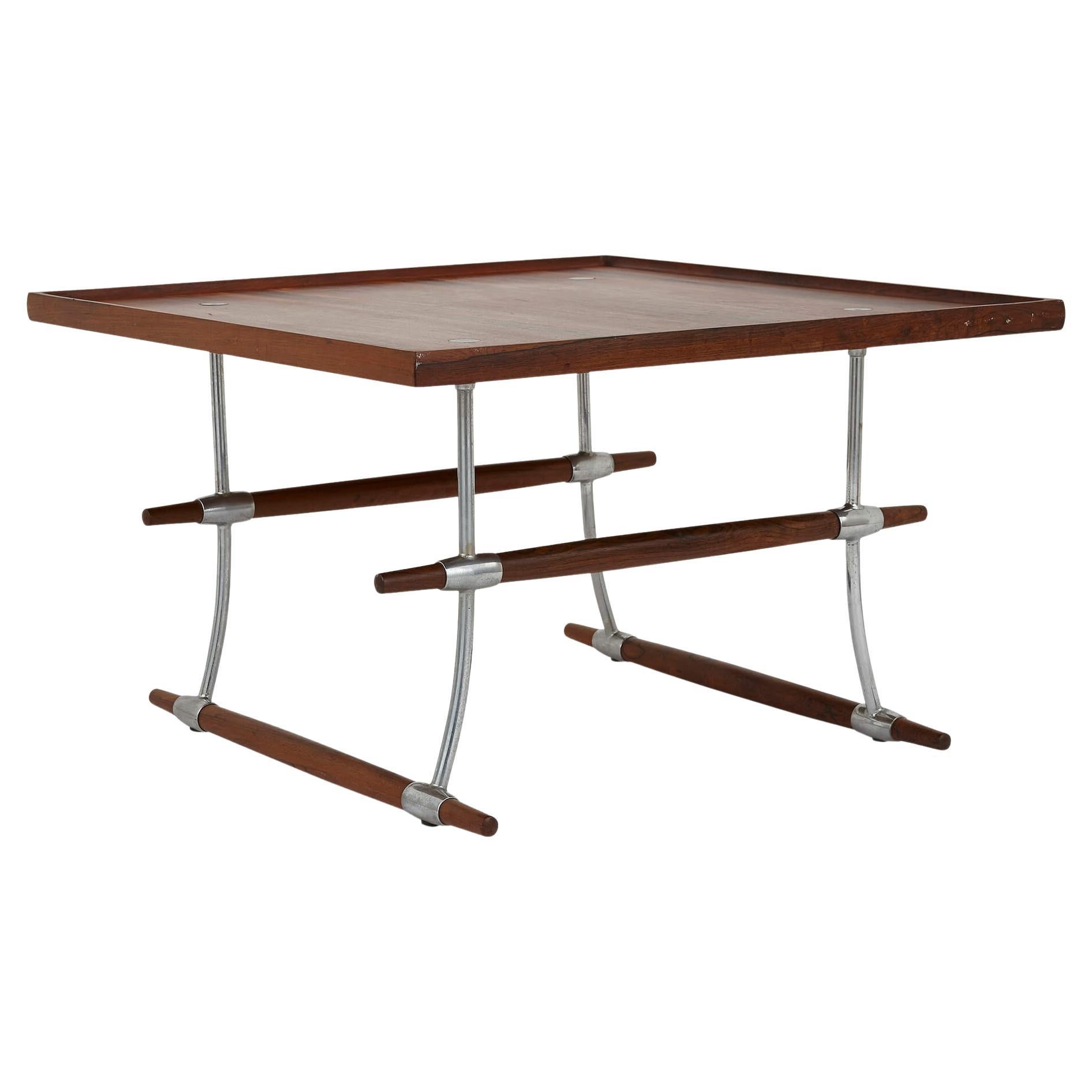 Mid-Century Modern Danish Chrome and Rosewood Coffee Table by Quistgaard