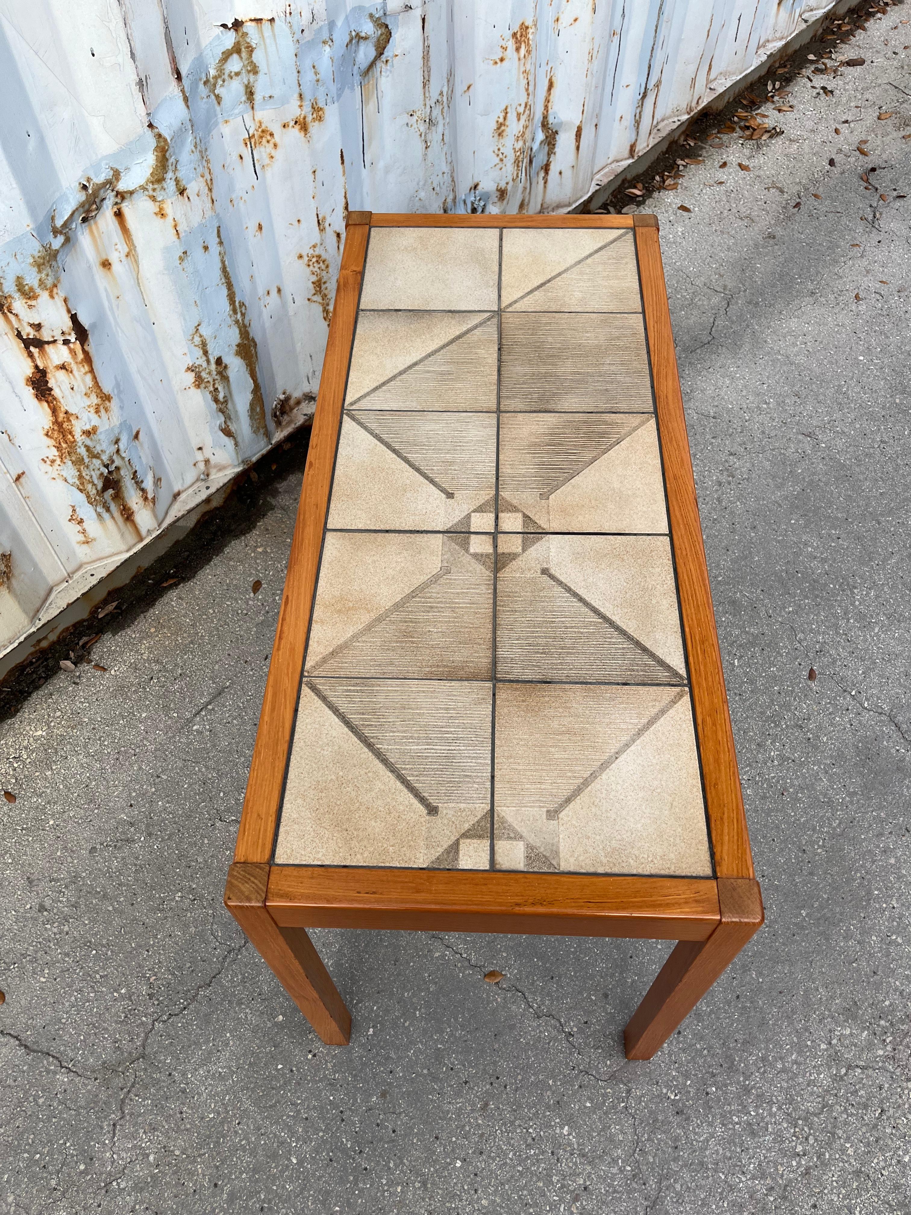 Mid Century Modern Danish Console Table w/ Tile Inlay by Gangso Mobler. C 1970s 4