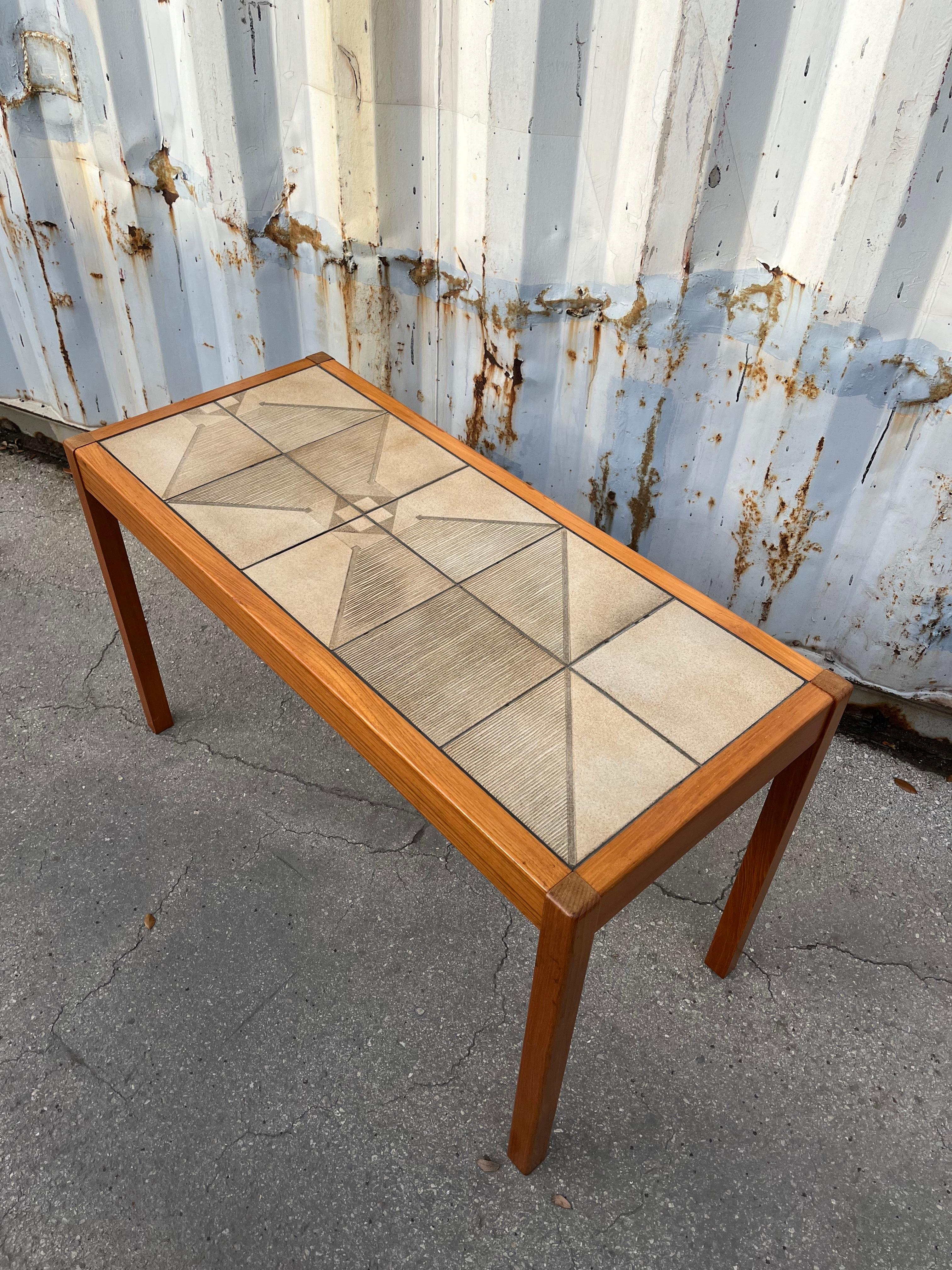 Scandinavian Modern Mid Century Modern Danish Console Table w/ Tile Inlay by Gangso Mobler. C 1970s