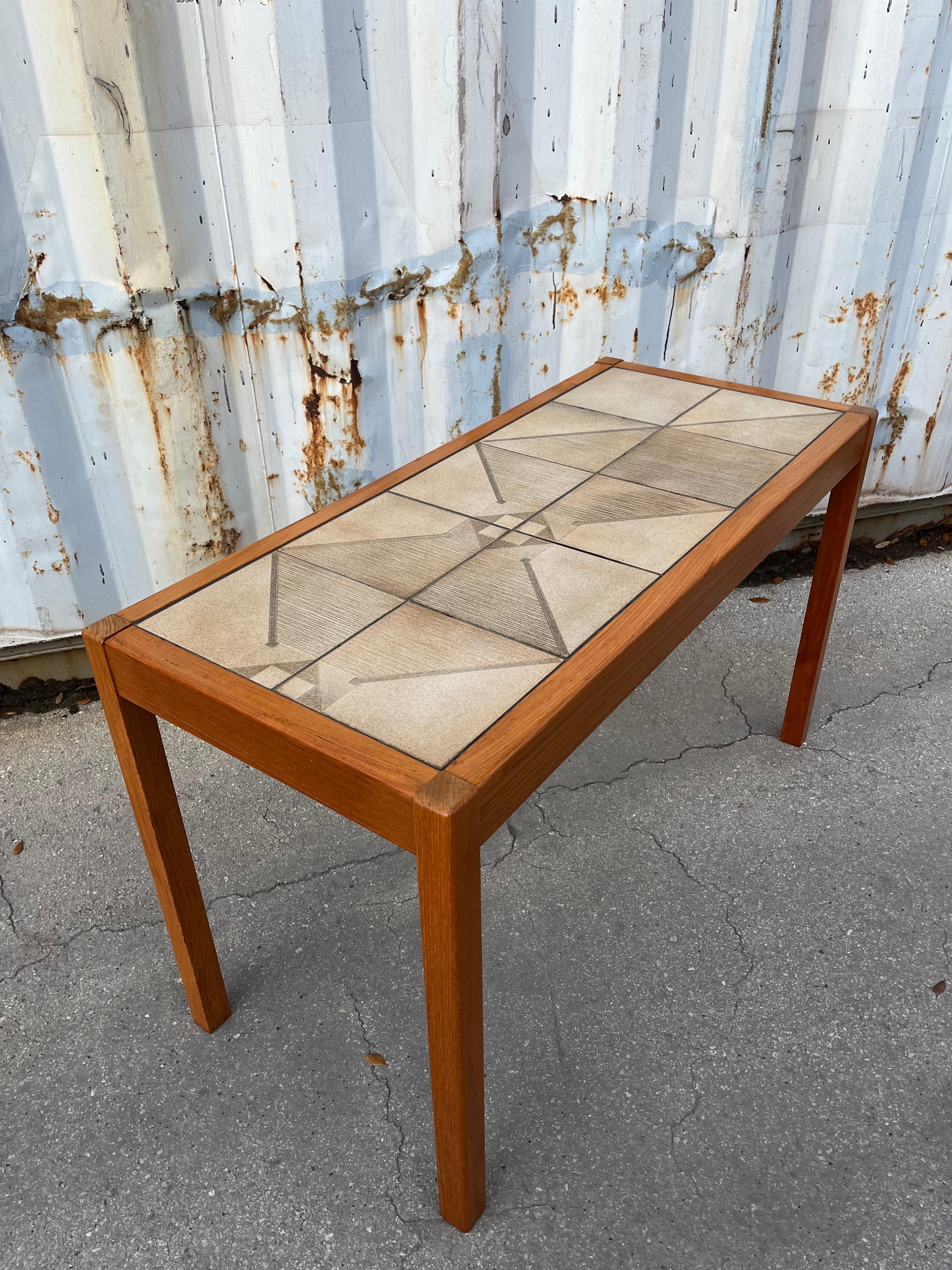 Late 20th Century Mid Century Modern Danish Console Table w/ Tile Inlay by Gangso Mobler. C 1970s