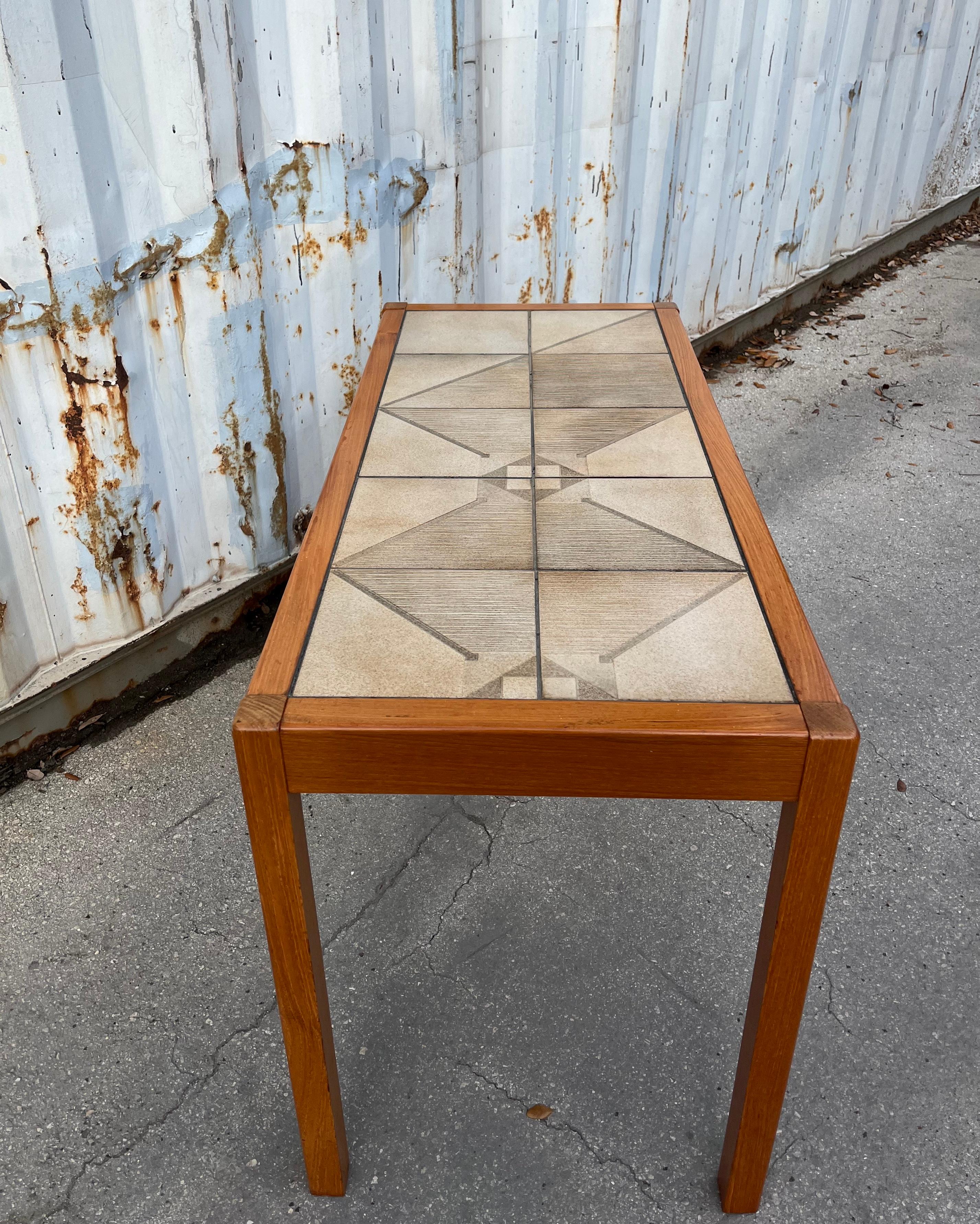 Mid Century Modern Danish Console Table w/ Tile Inlay by Gangso Mobler. C 1970s 3