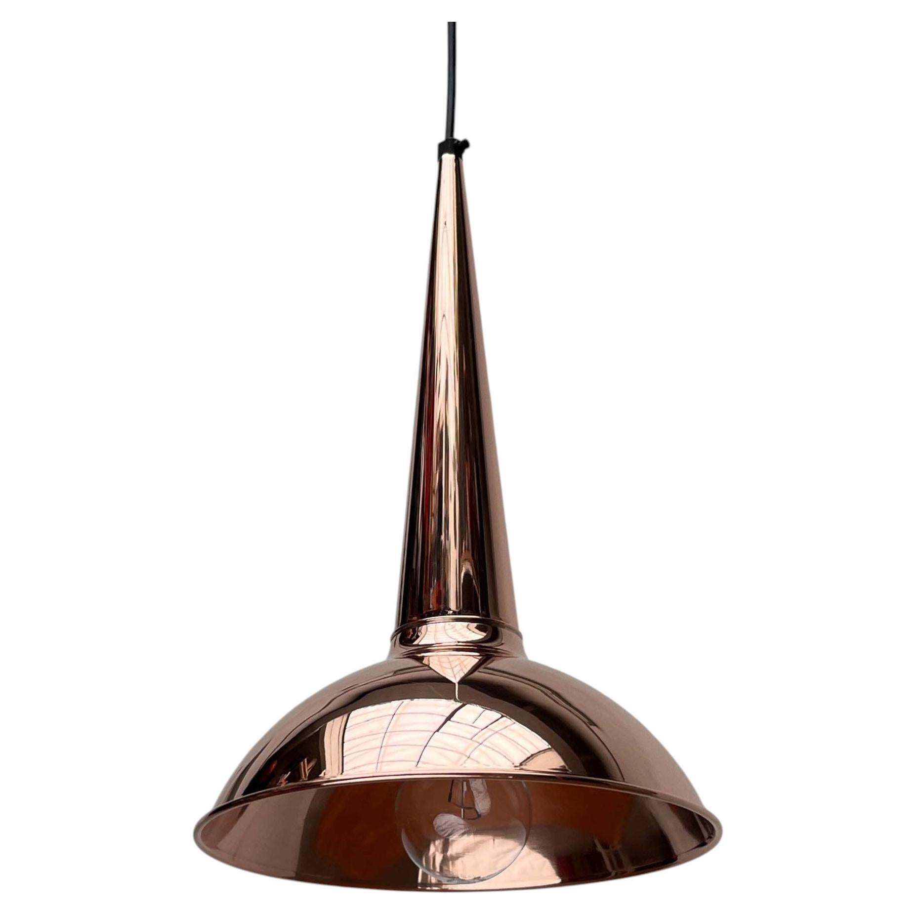 Mid-Century Modern Danish Copper Cone Pendant Lamp, 1950s