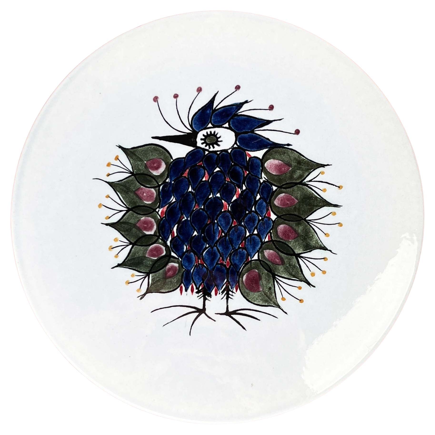 Mid-Century Modern Danish Crazy Bird Design Plate Beth Breyen Royal Copenhagen