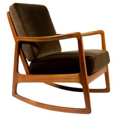 Mid-Century Modern Danish Design 1950s Ole Wanscher Teak Rocking Chair Model 110