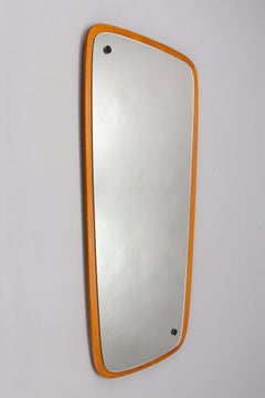 Mid-Century Modern Danish Design Rectangular Wood Framing Wall Mirror, 1960s